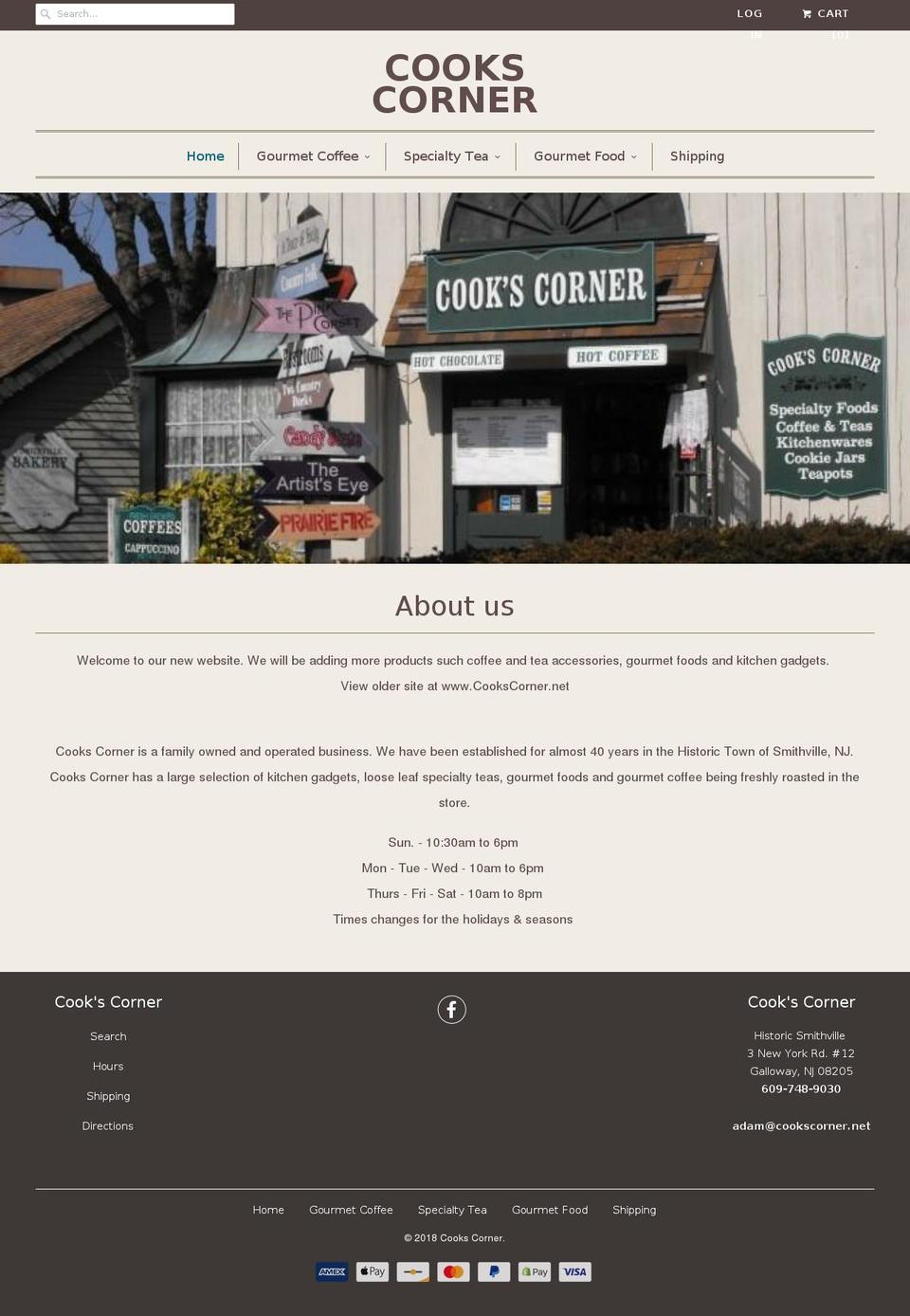 cookscornershop.com shopify website screenshot