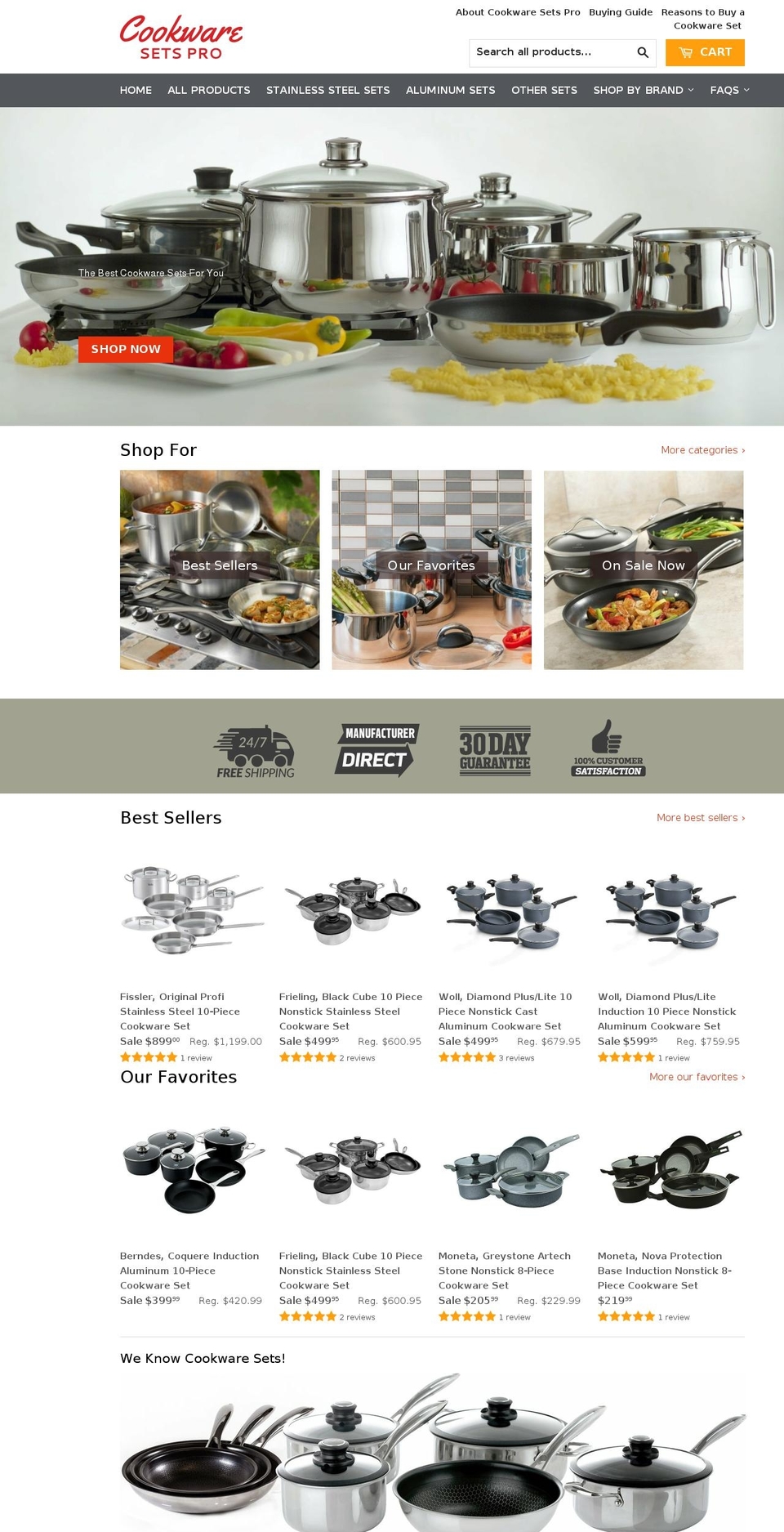 cookwaresetspro.com — Shopify storefront screenshot