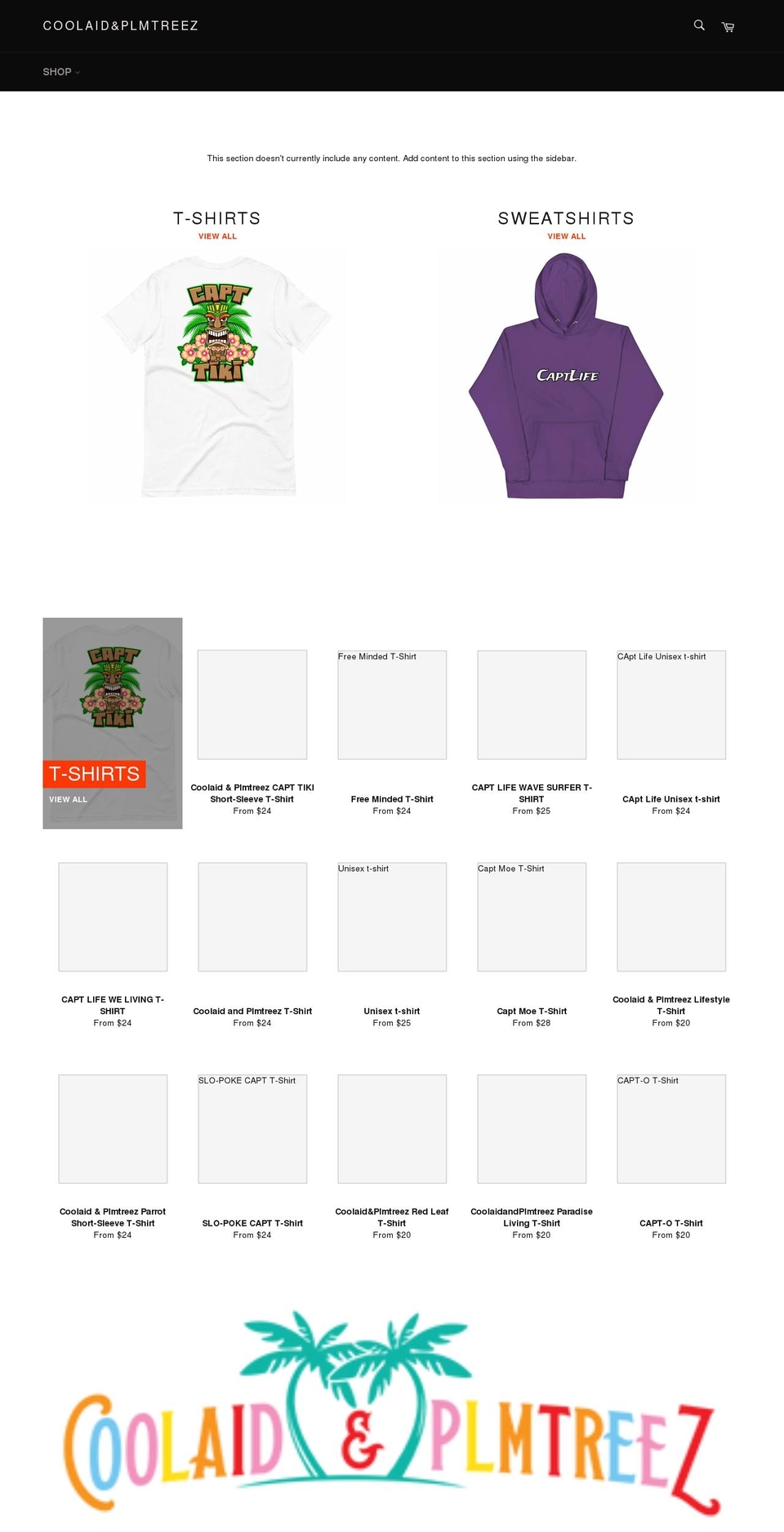 coolaidandplmtreez.com shopify website screenshot