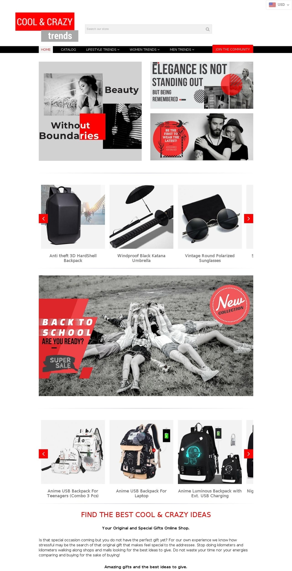 coolandcrazytrends.com shopify website screenshot