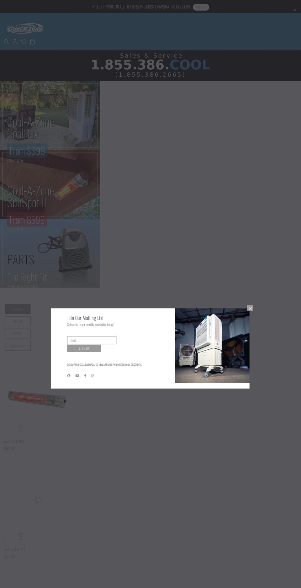 coolazone.com shopify website screenshot