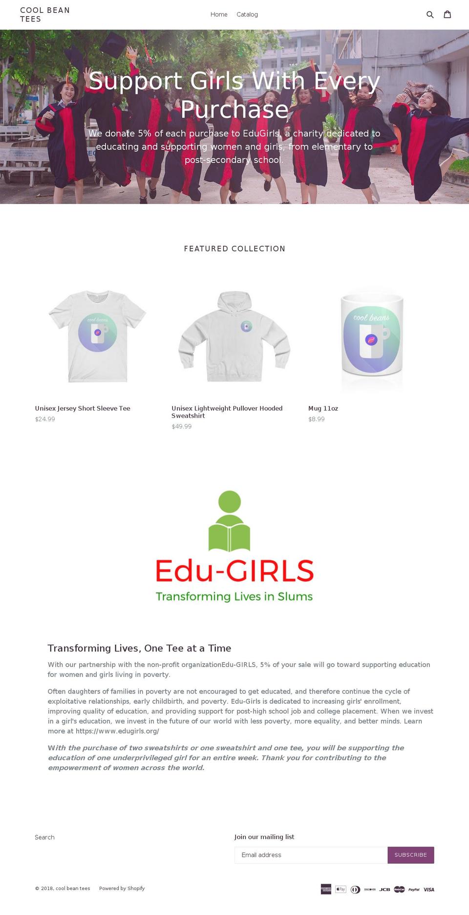 coolbeantees.com — Shopify storefront screenshot