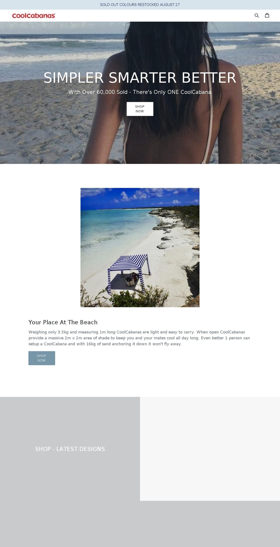 coolcabanas.com.au shopify website screenshot