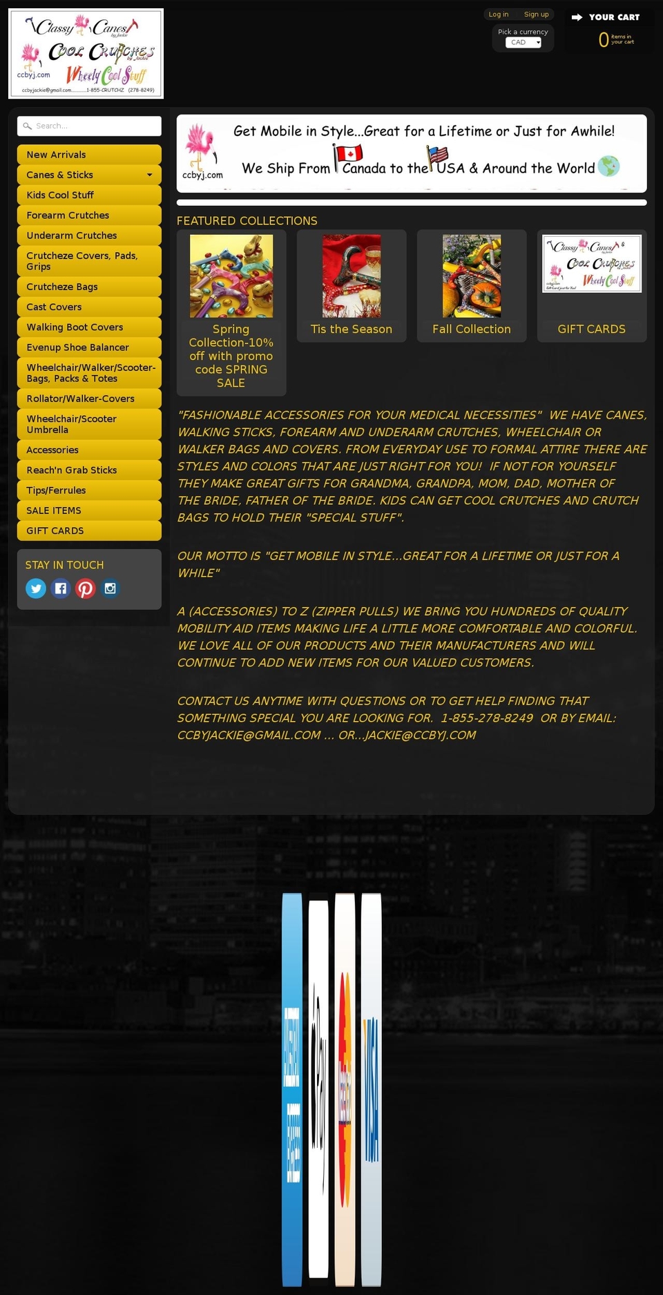 coolcanesandcrutches.com shopify website screenshot