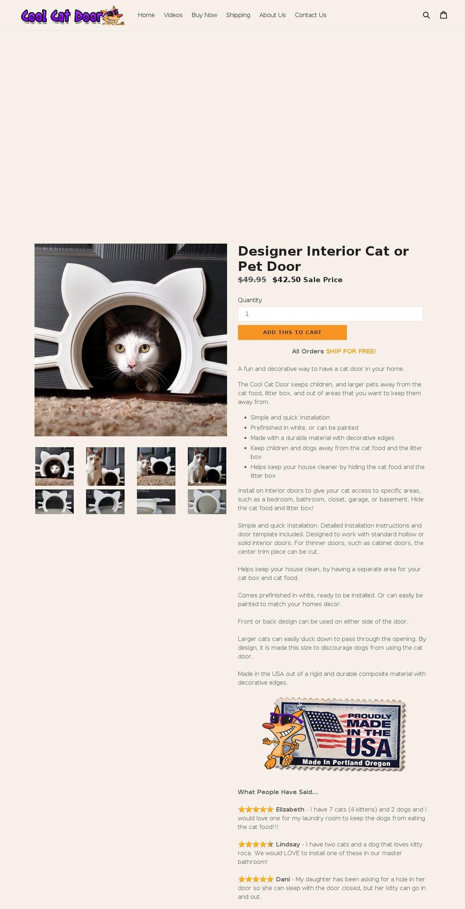 coolcatdoor.com shopify website screenshot