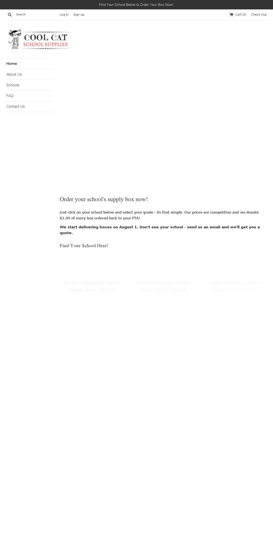 coolcatschoolsupplies.com shopify website screenshot