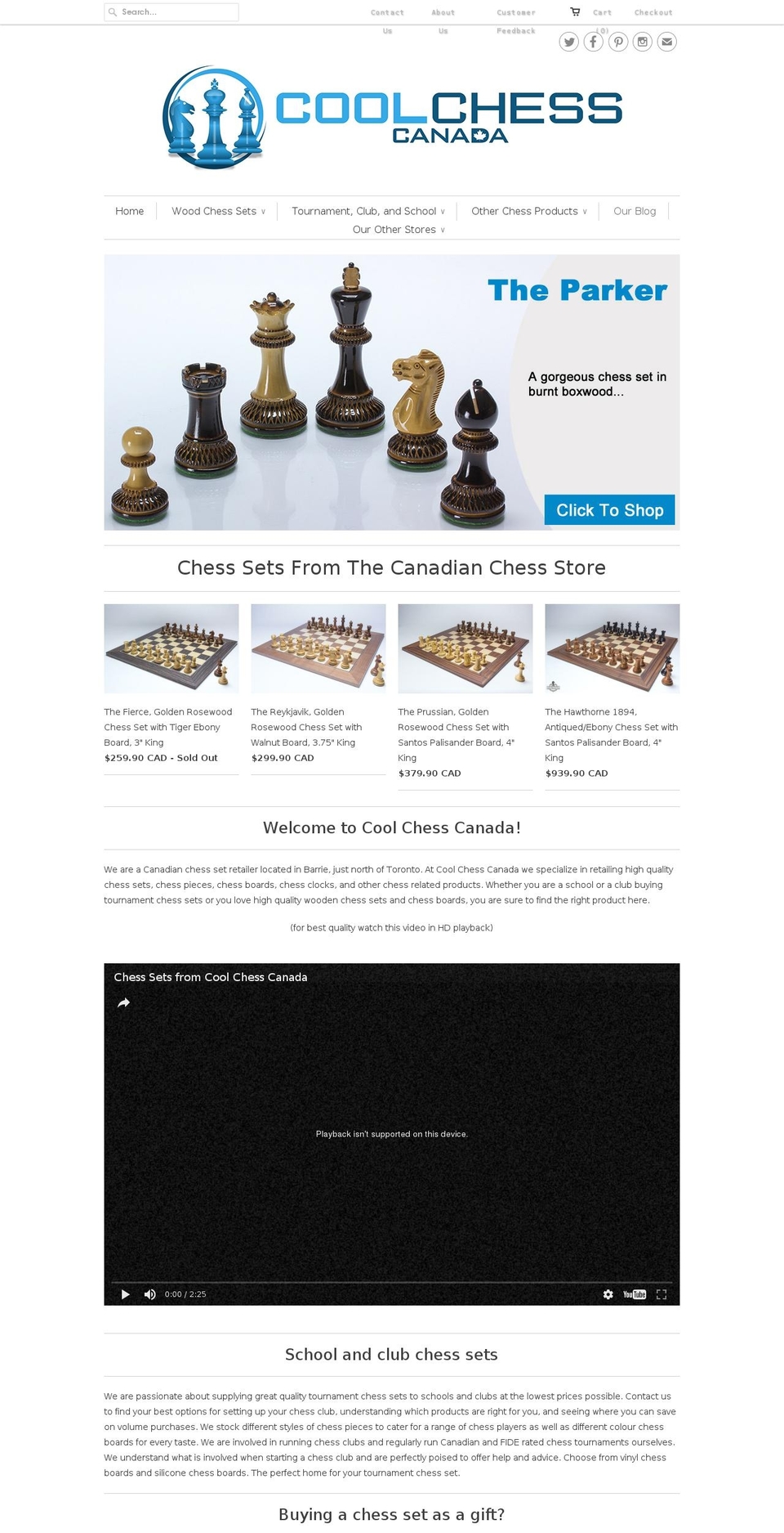 New Version of Responsive Shopify theme site example coolchesscanada.com