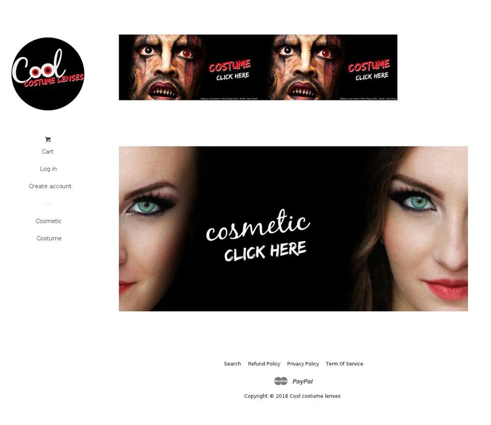 coolcostumelenses.com — Shopify storefront screenshot
