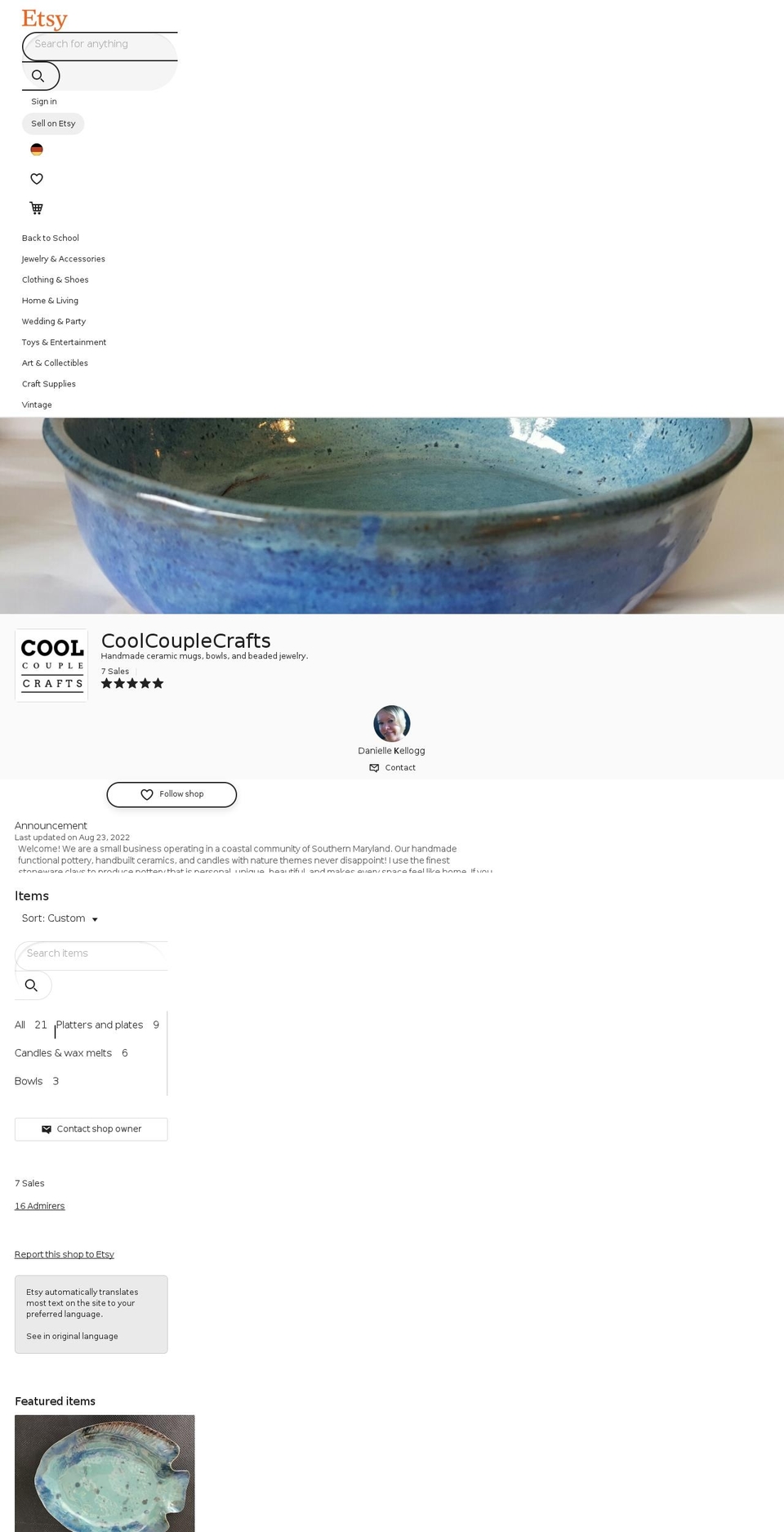 coolcouplecrafts.com — Shopify storefront screenshot