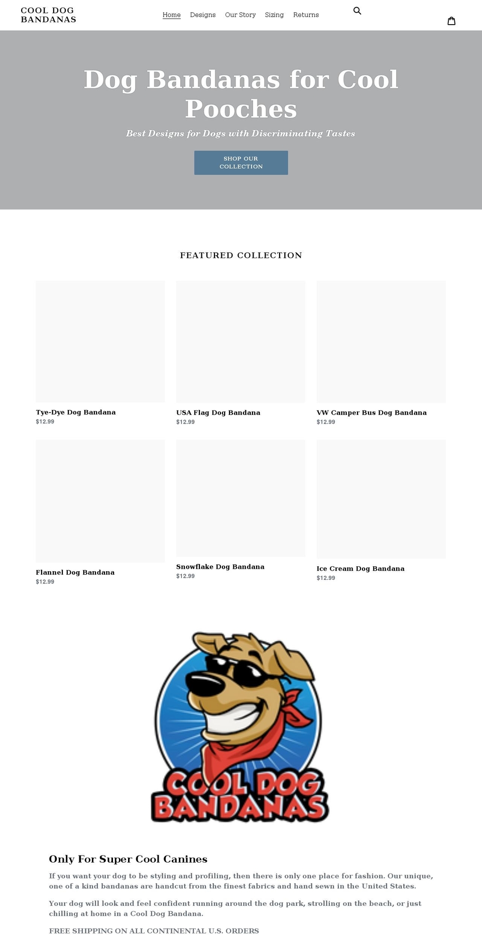 cooldogbandanas.com shopify website screenshot