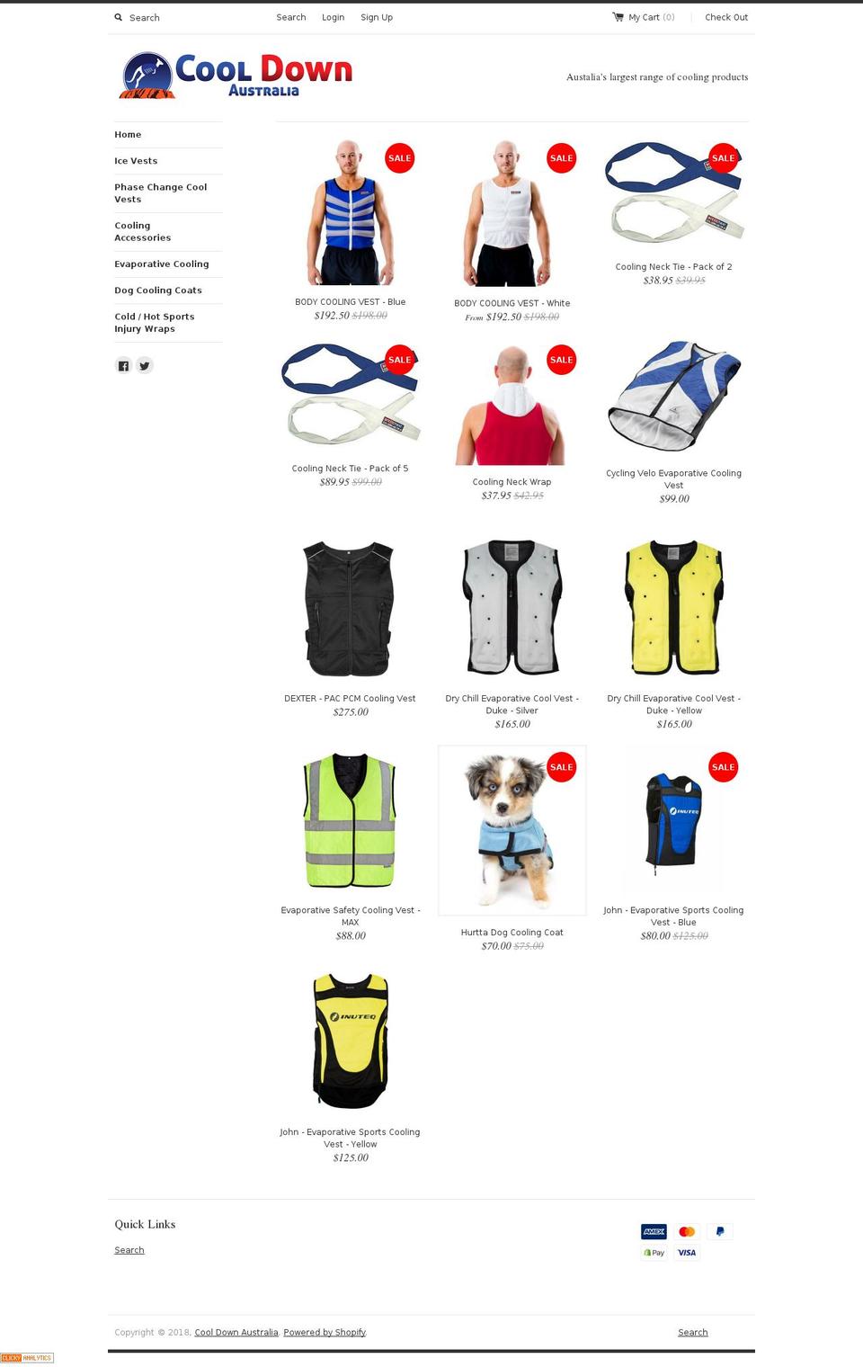 cooldownaustralia.com shopify website screenshot