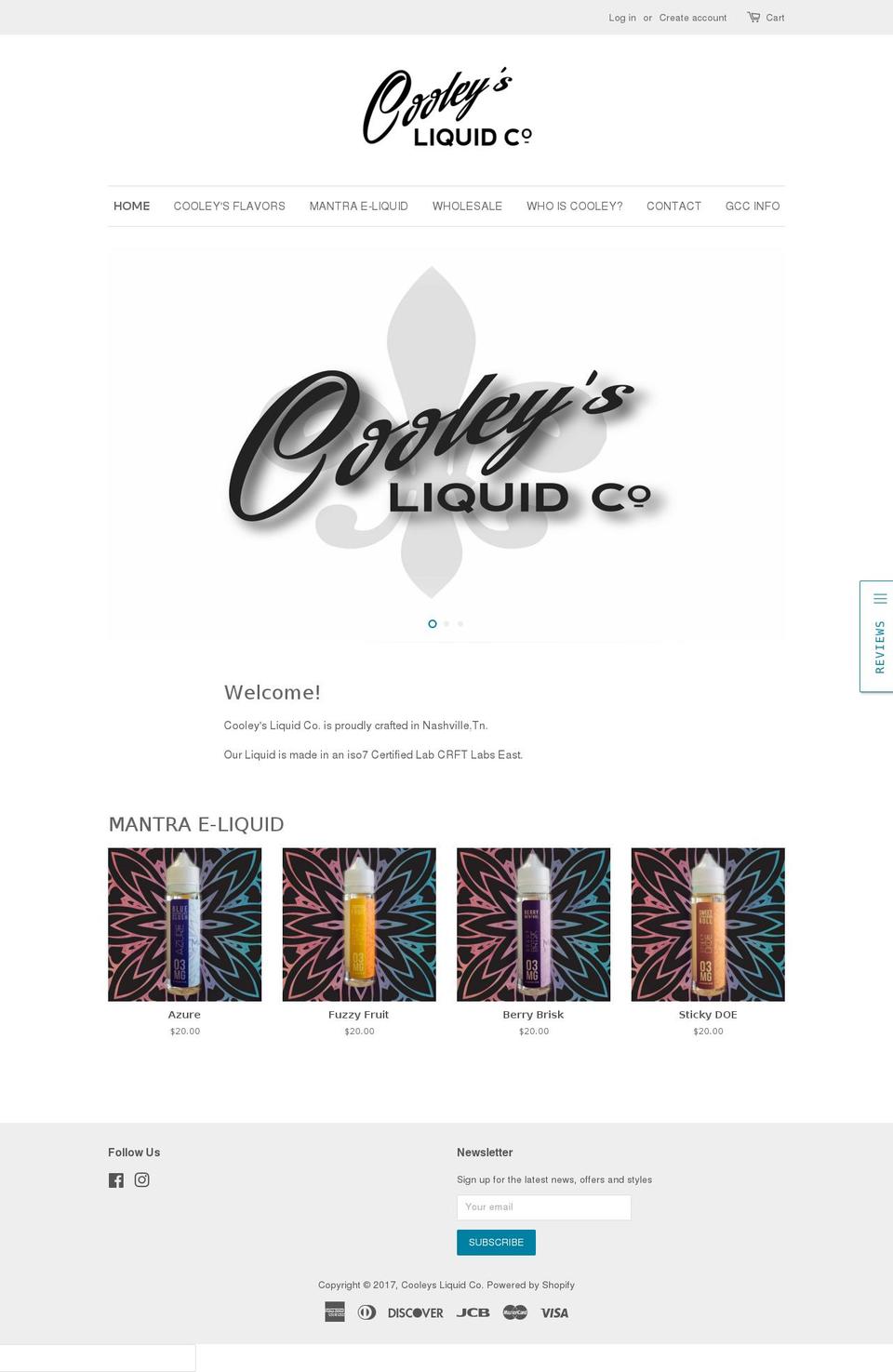 cooleysliquid.com shopify website screenshot