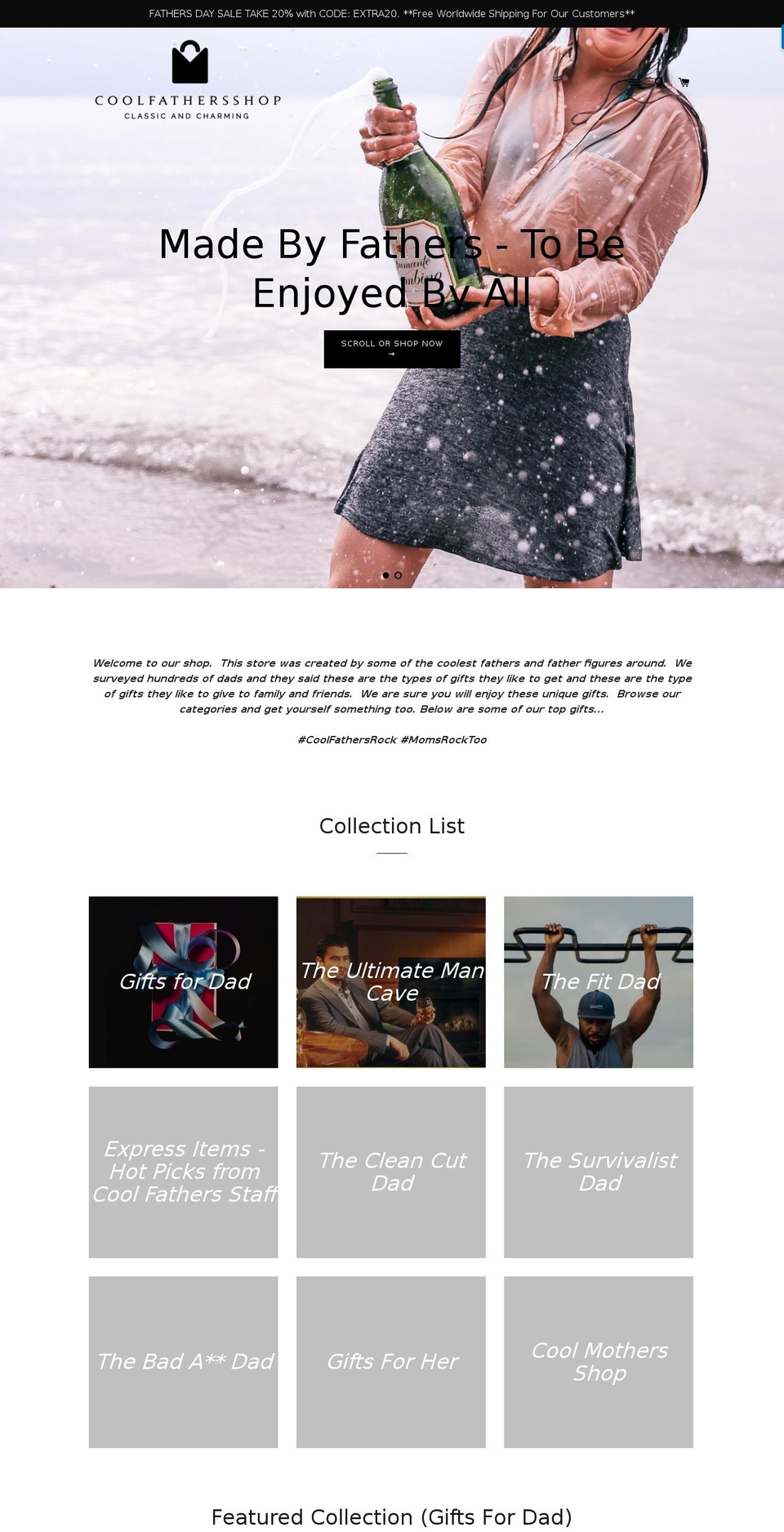 coolfathersshop.com — Shopify storefront screenshot