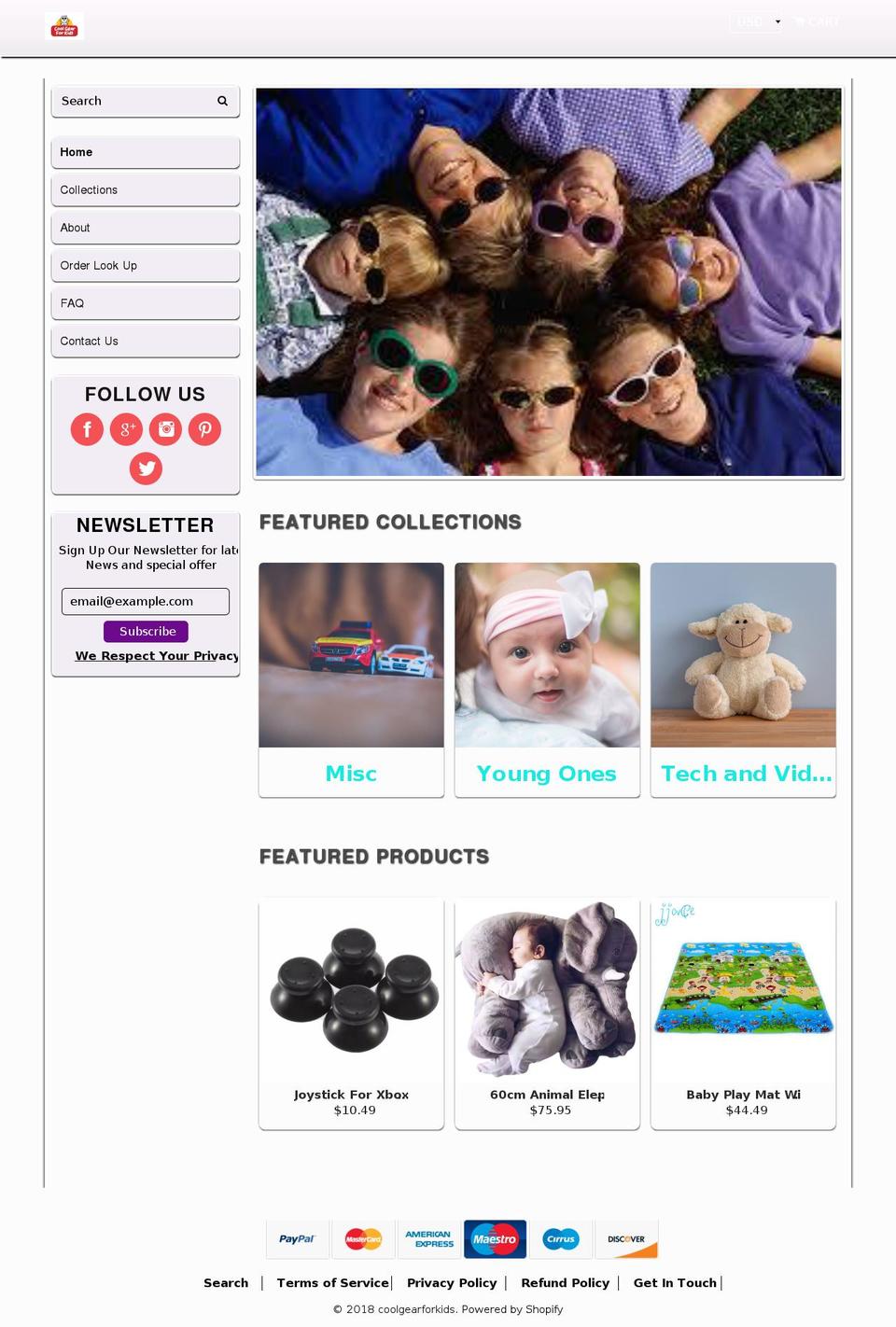 Childhood Shopify theme site example coolgearforkids.com