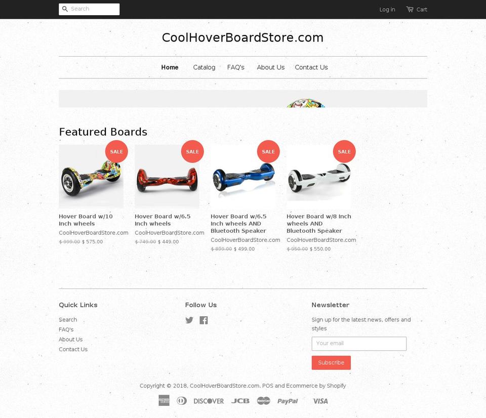 coolhoverboardstore.com — Shopify storefront screenshot