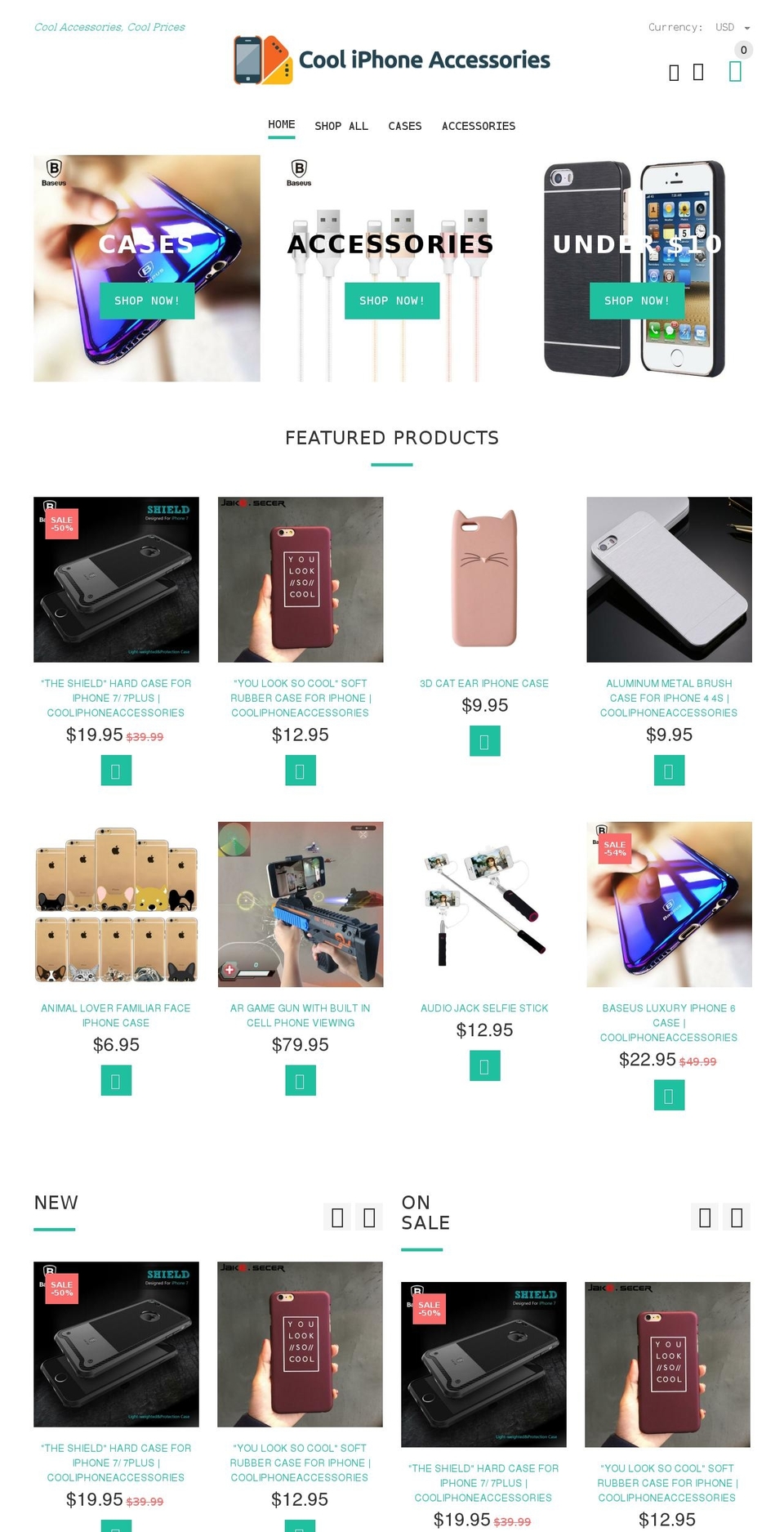 YourStore Shopify theme site example cooliphoneaccessories.com