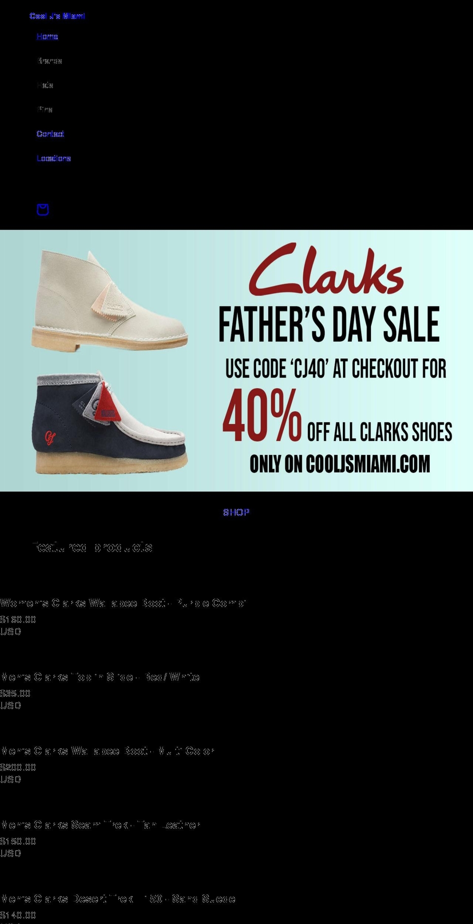 cooljsmiami.com shopify website screenshot