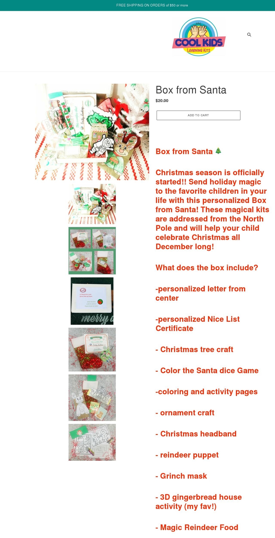 coolkidslearningkits.com shopify website screenshot