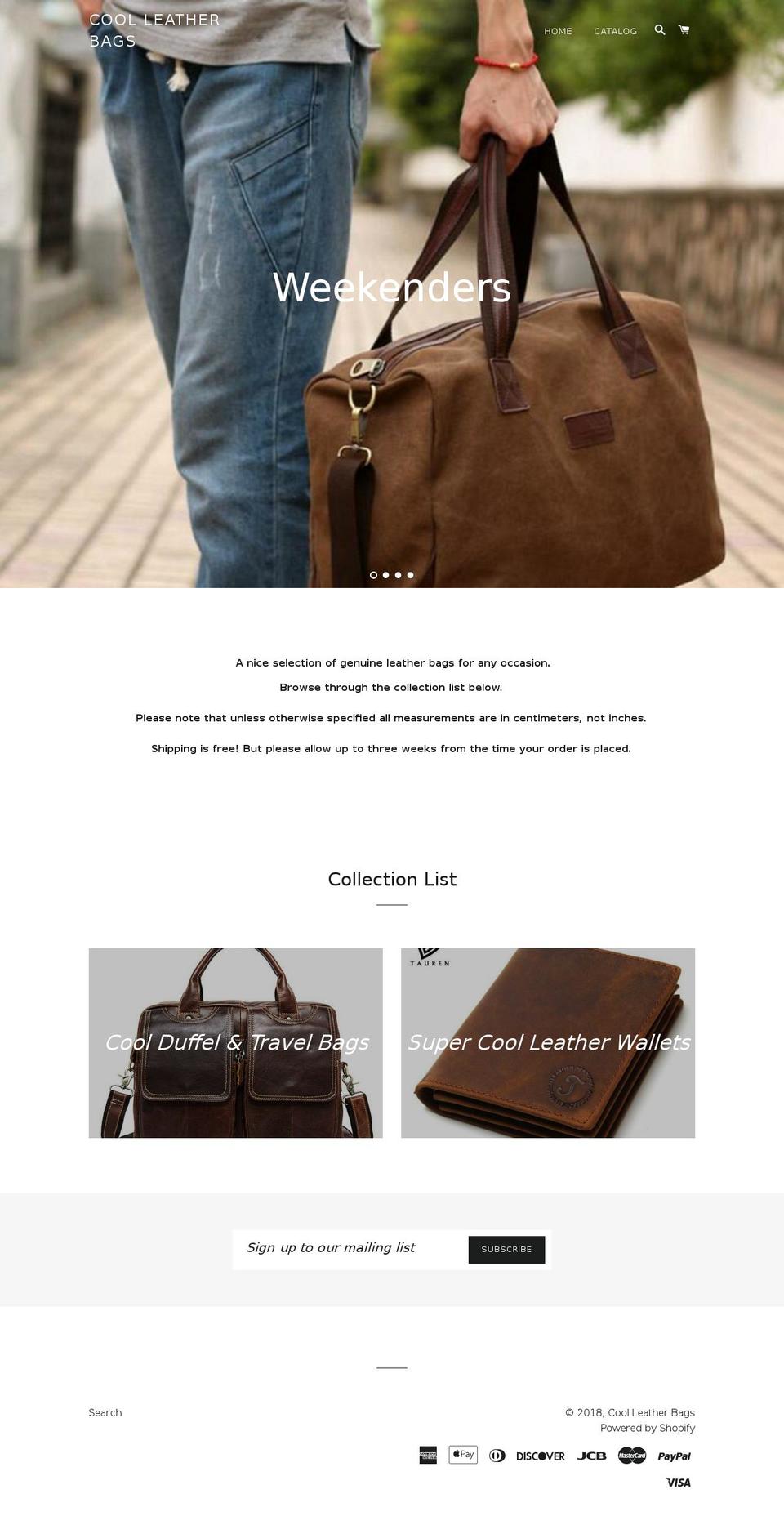 coolleatherbags.com — Shopify storefront screenshot