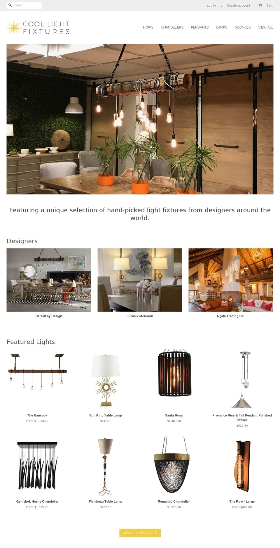 coollightfixtures.com — Shopify storefront screenshot