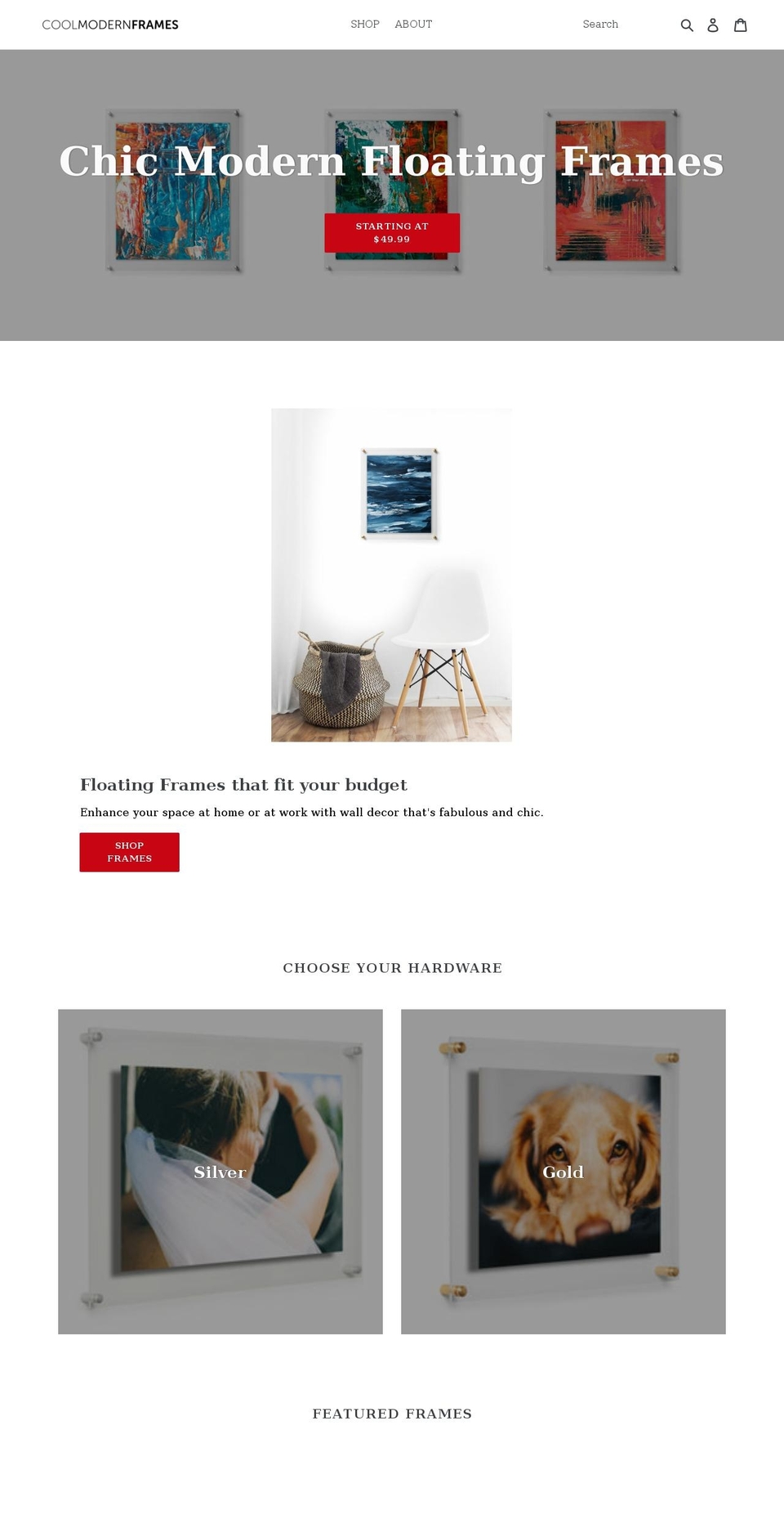 coolmodernframes.com shopify website screenshot