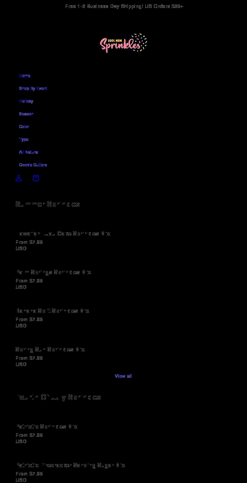 coolmomsprinkles.com shopify website screenshot