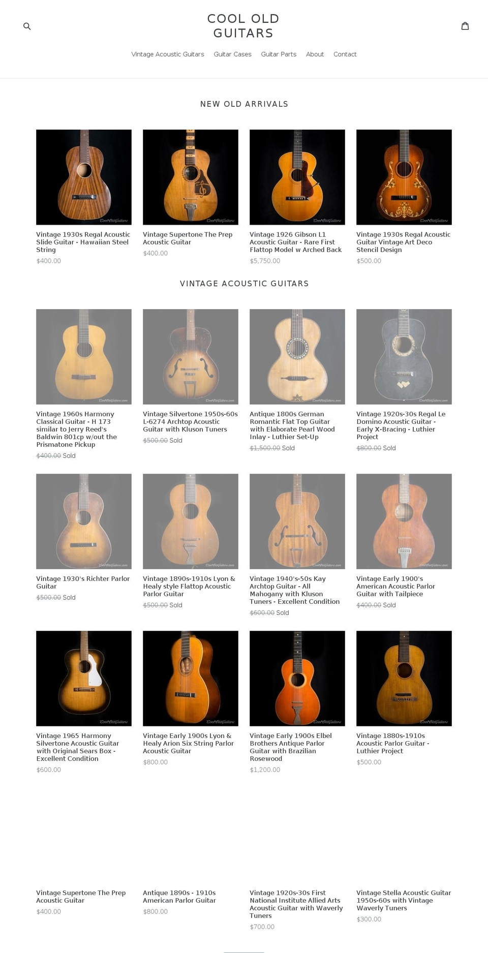 coololdguitars.com shopify website screenshot