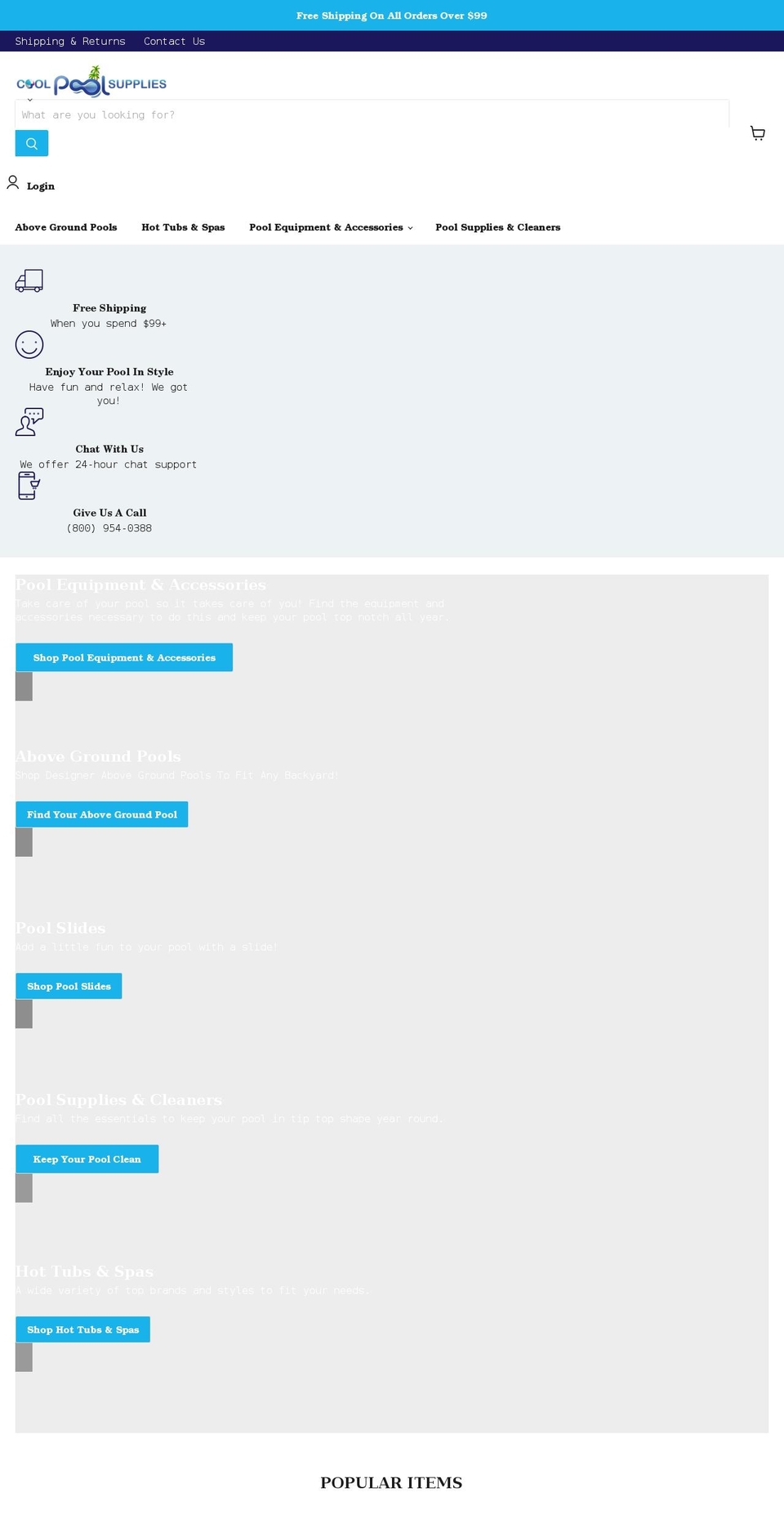 coolpoolsupplies.com shopify website screenshot