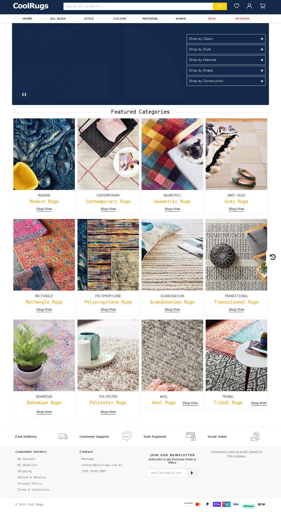 coolrugs.com.au shopify website screenshot