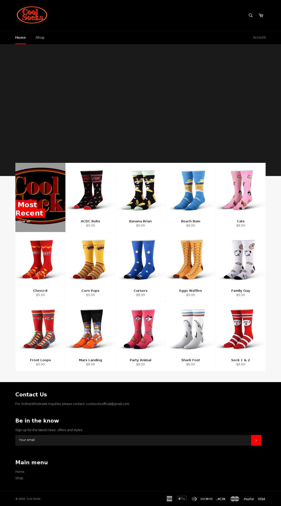 coolsocksofficial.com — Shopify storefront screenshot
