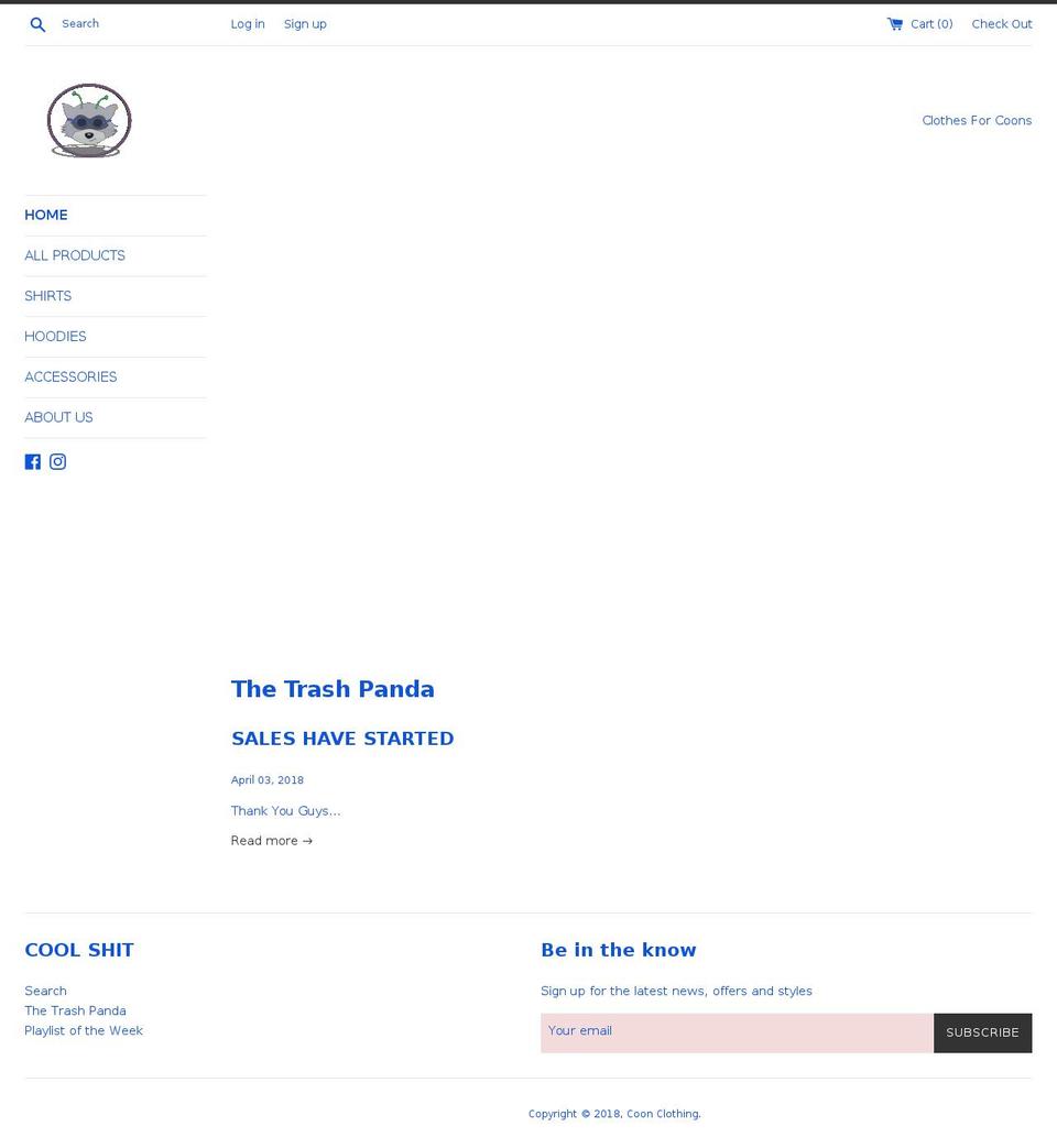 coonclothing.com — Shopify storefront screenshot