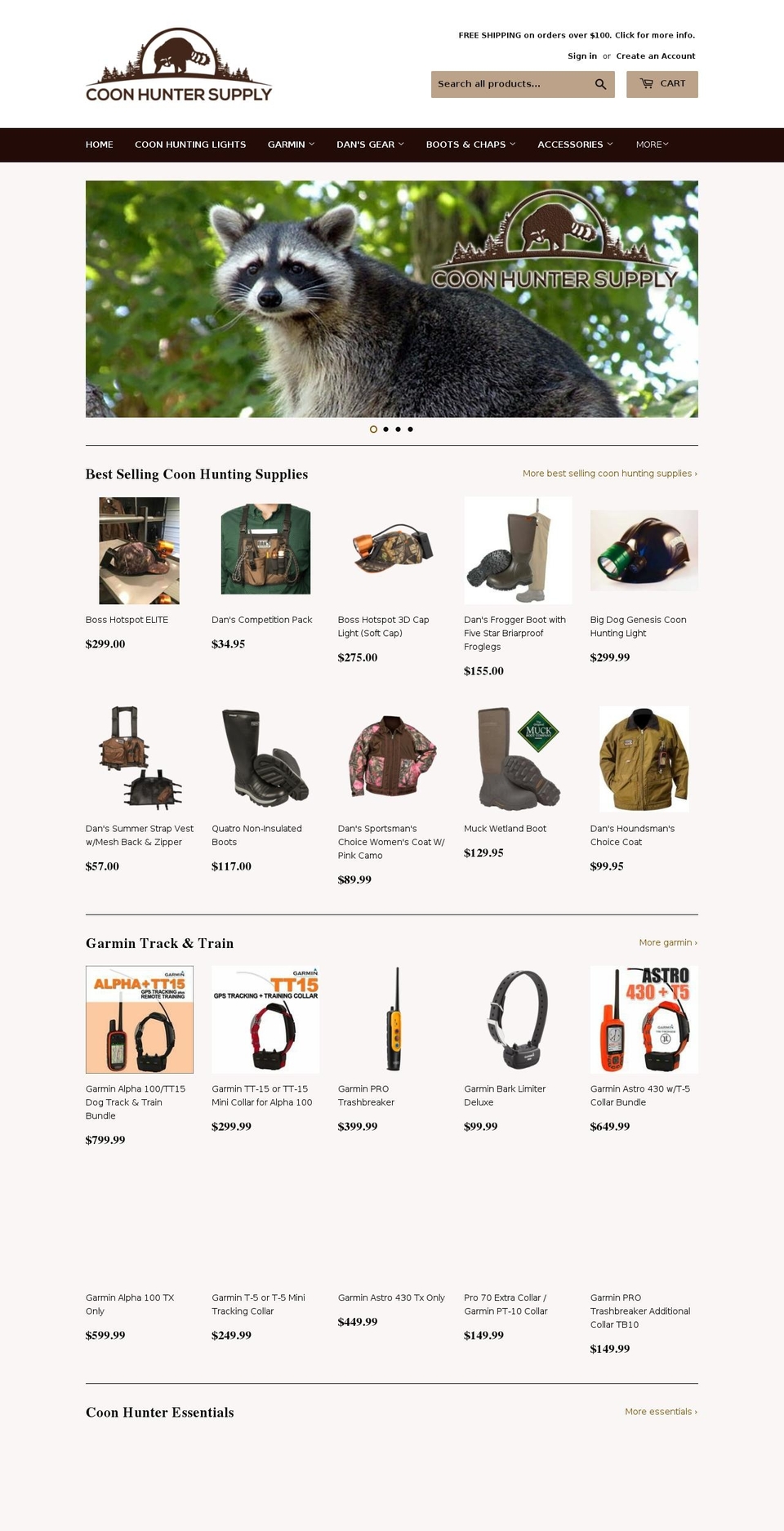 coonhuntersupply.com shopify website screenshot