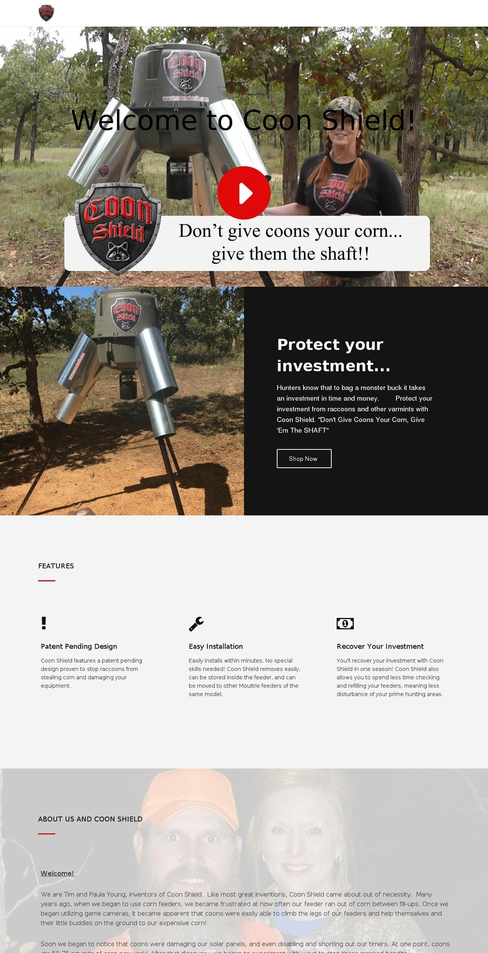 coonshield.com — Shopify storefront screenshot