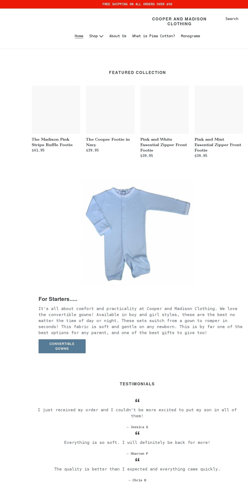 cooperandmadisonclothing.com shopify website screenshot