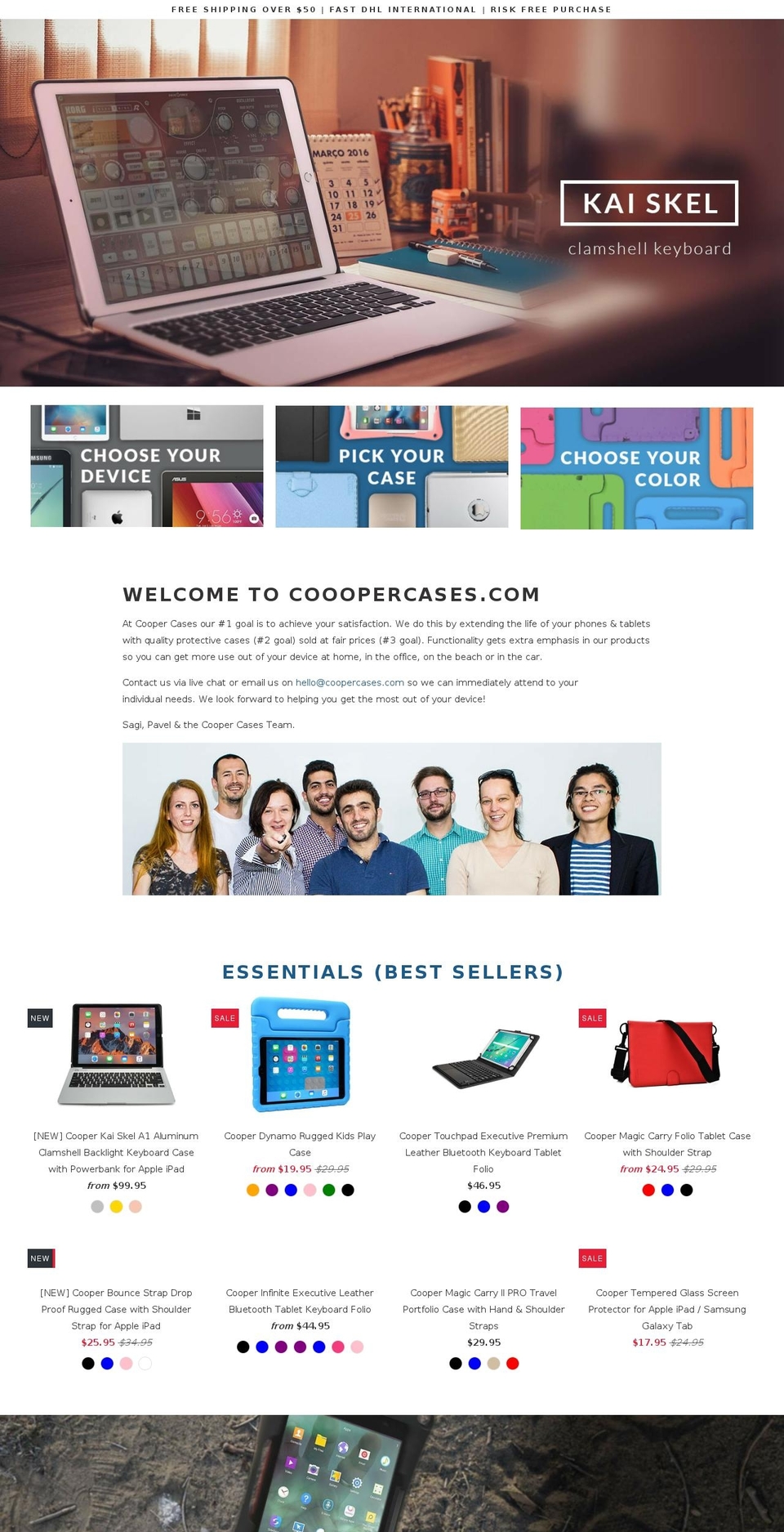 Parallax Shopify theme site example coopercases.com