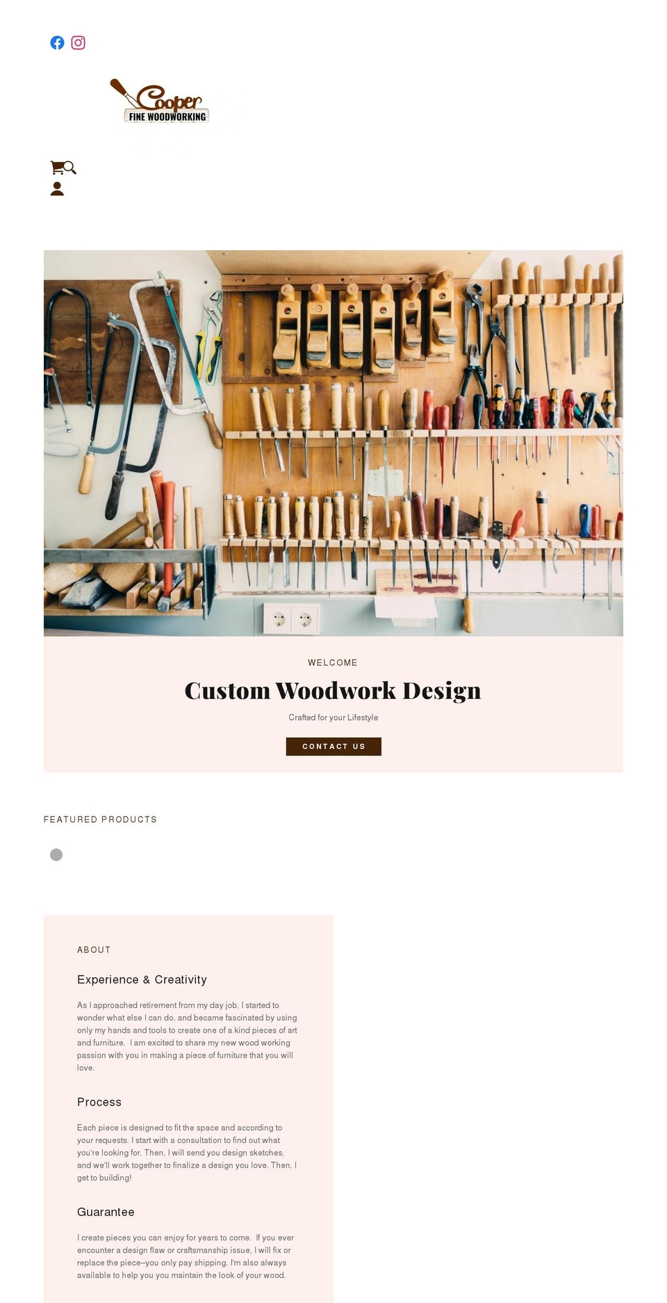 cooperfinewoodworking.com — Shopify storefront screenshot