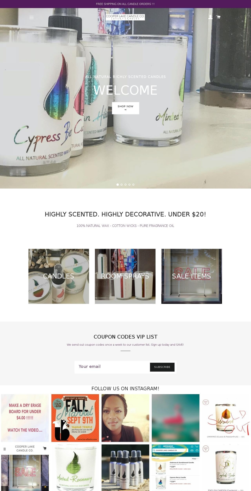 cooperlakecandleco.com — Shopify storefront screenshot