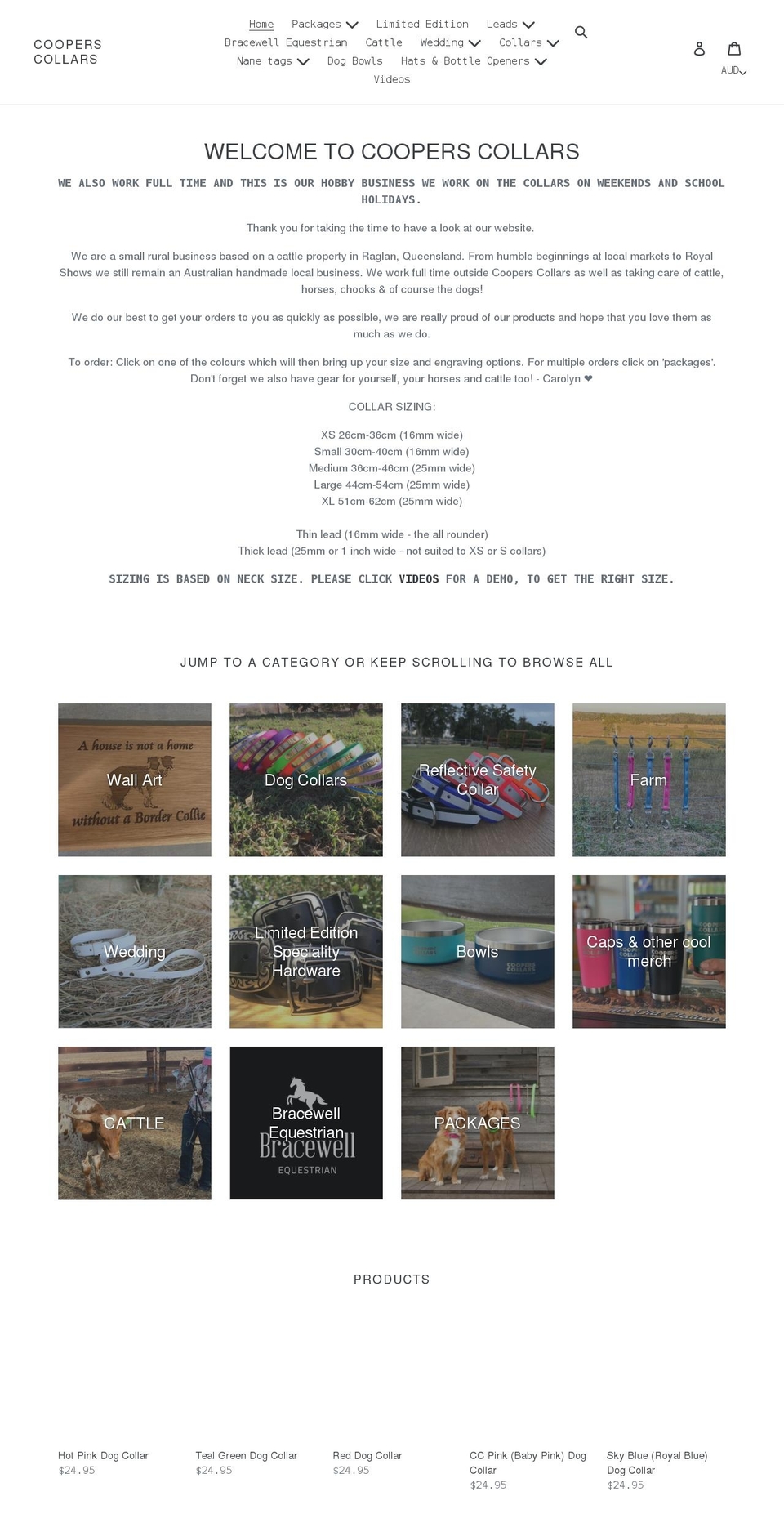 cooperscollars.com.au shopify website screenshot