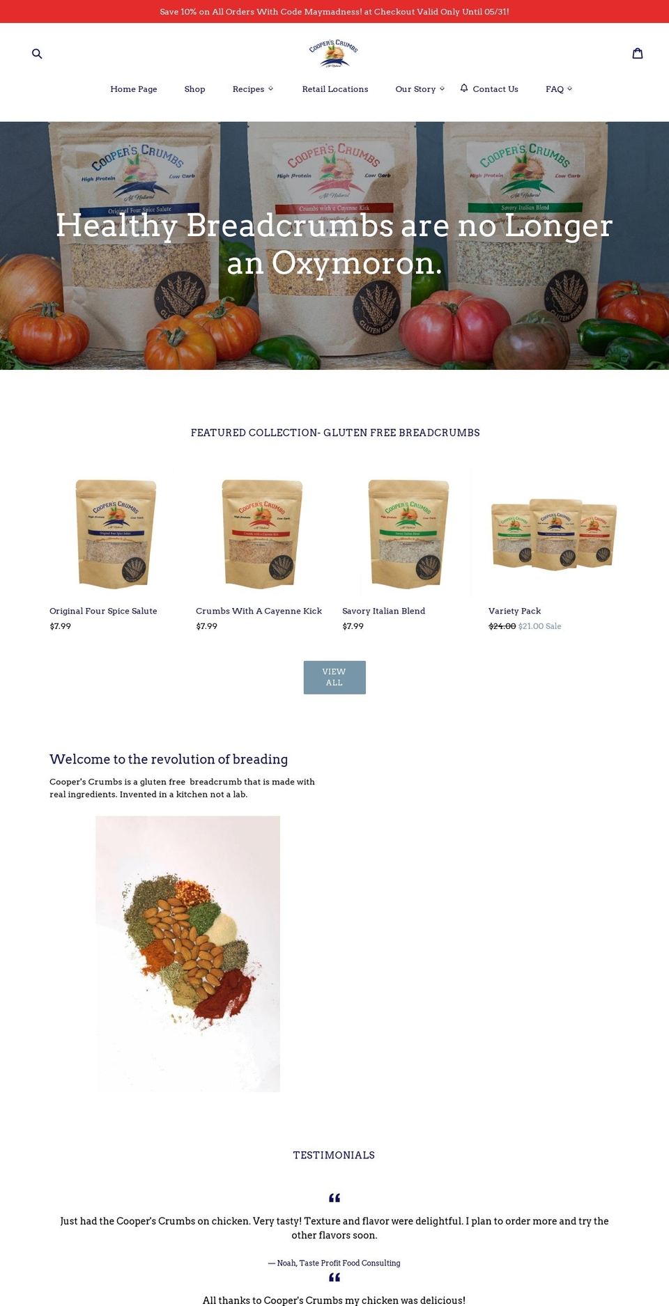 cooperscrumbs.com shopify website screenshot