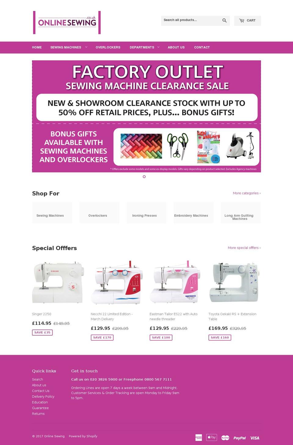 coopersewingmachine.com shopify website screenshot