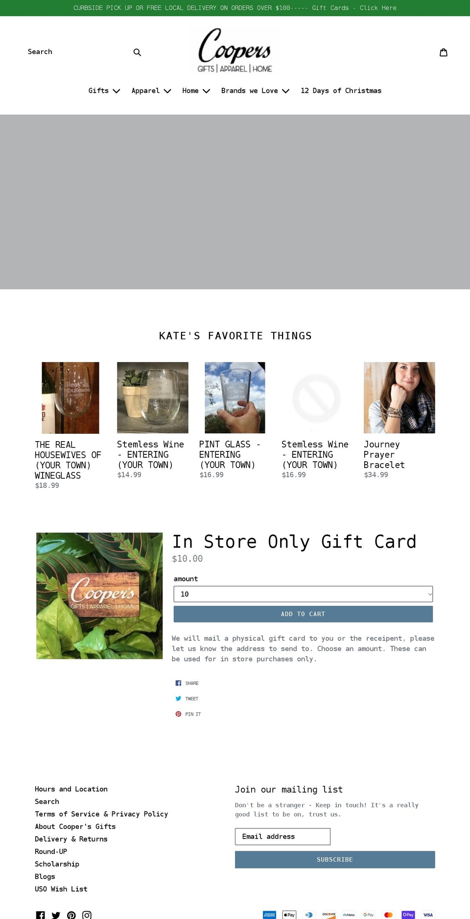 coopersgifts.com shopify website screenshot