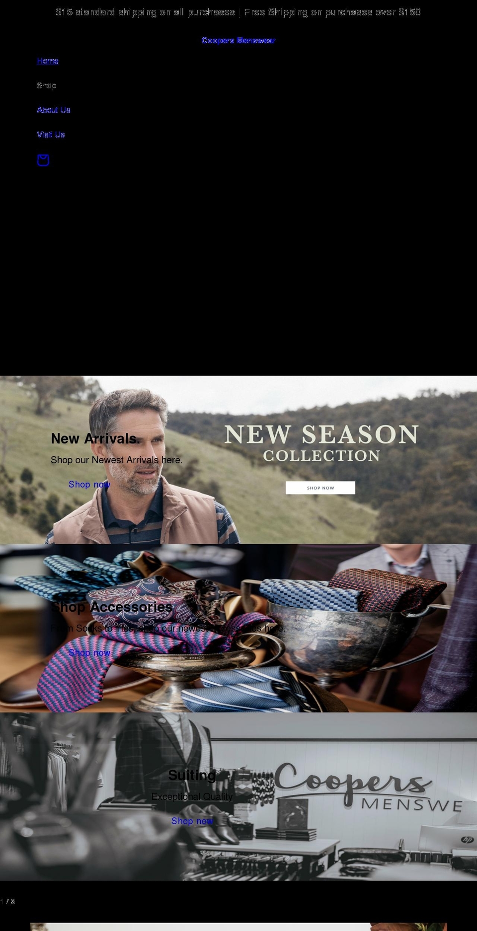 coopersmenswear.com shopify website screenshot
