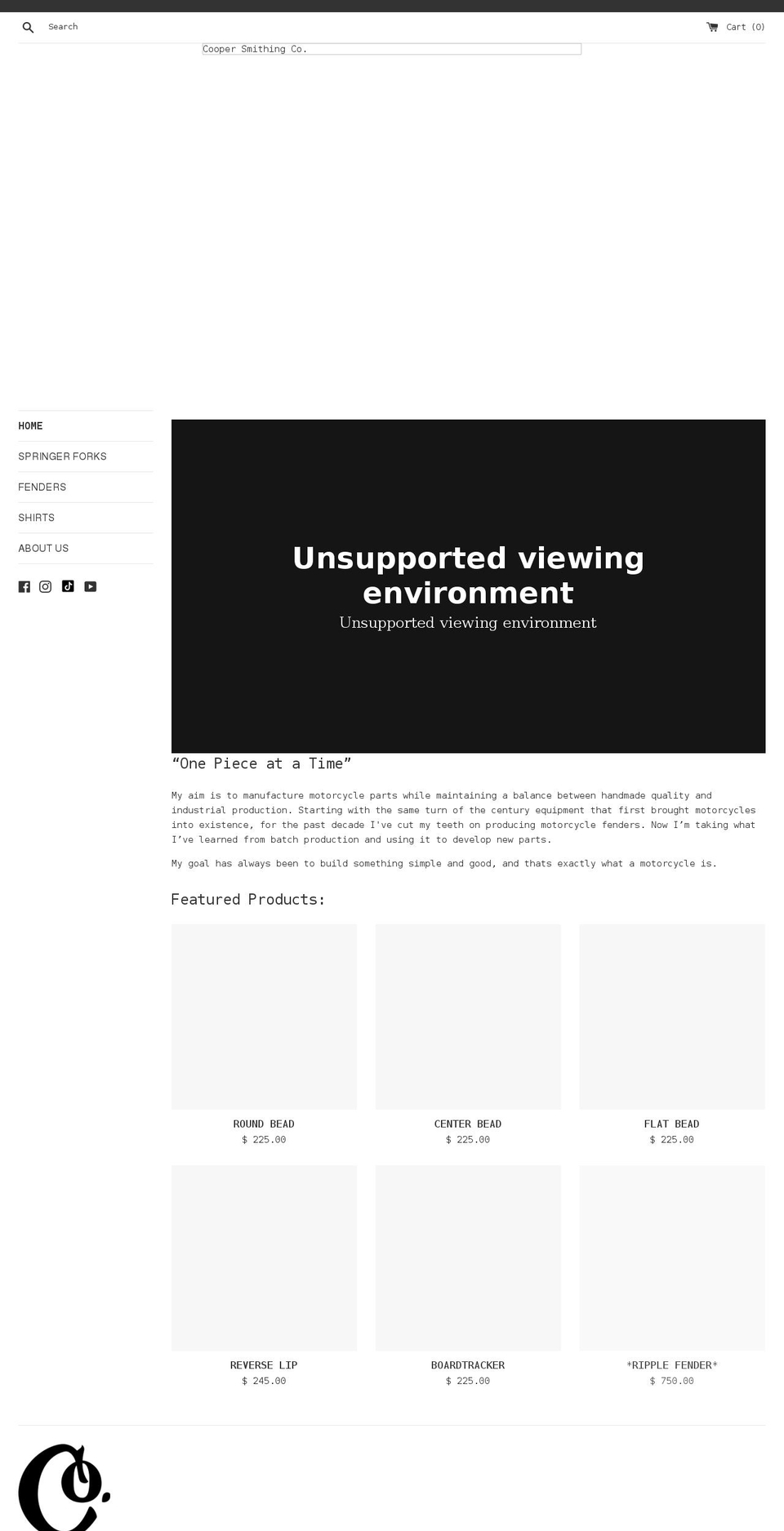 coopersmithingco.com shopify website screenshot
