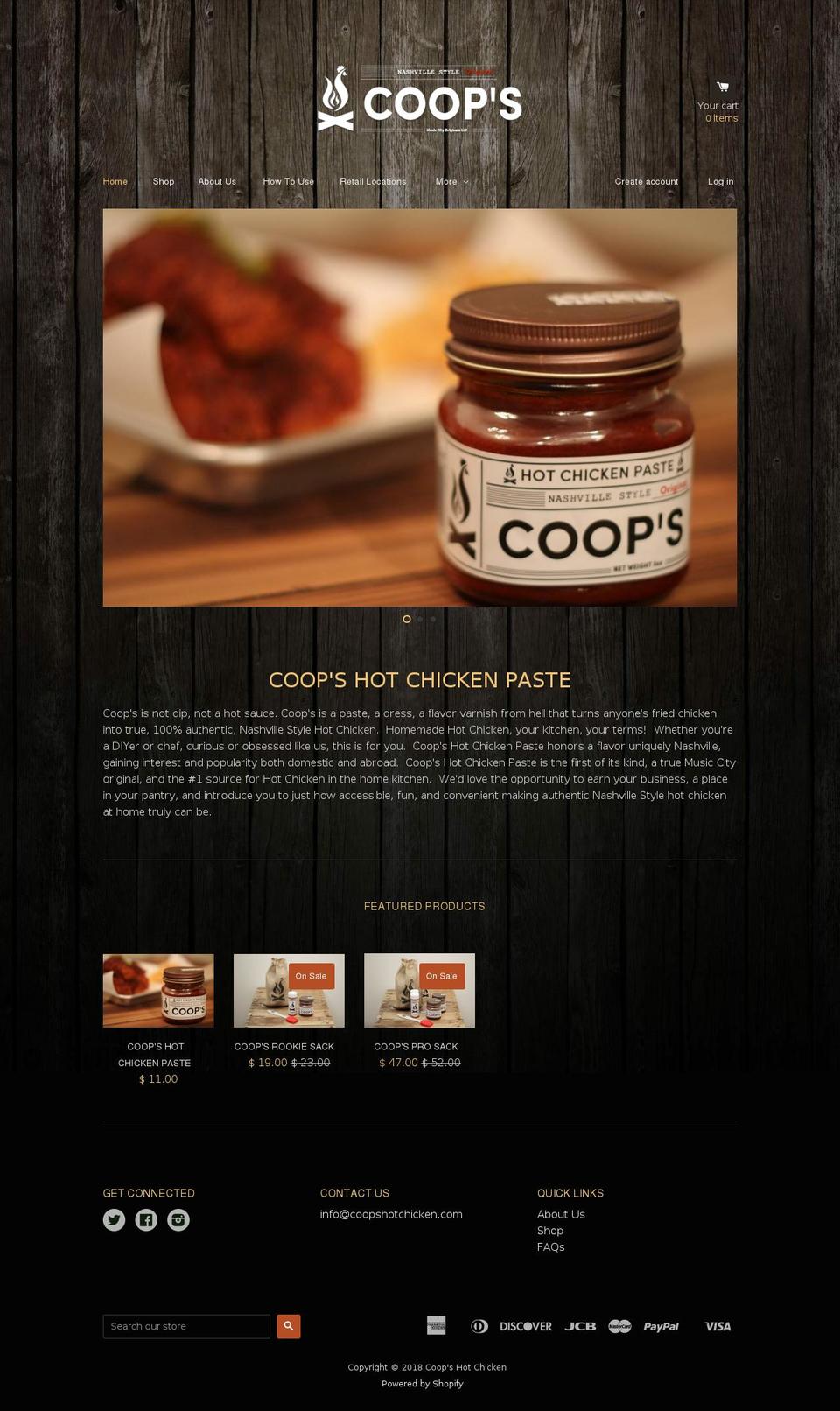 coopshotchickenshake.com — Shopify storefront screenshot