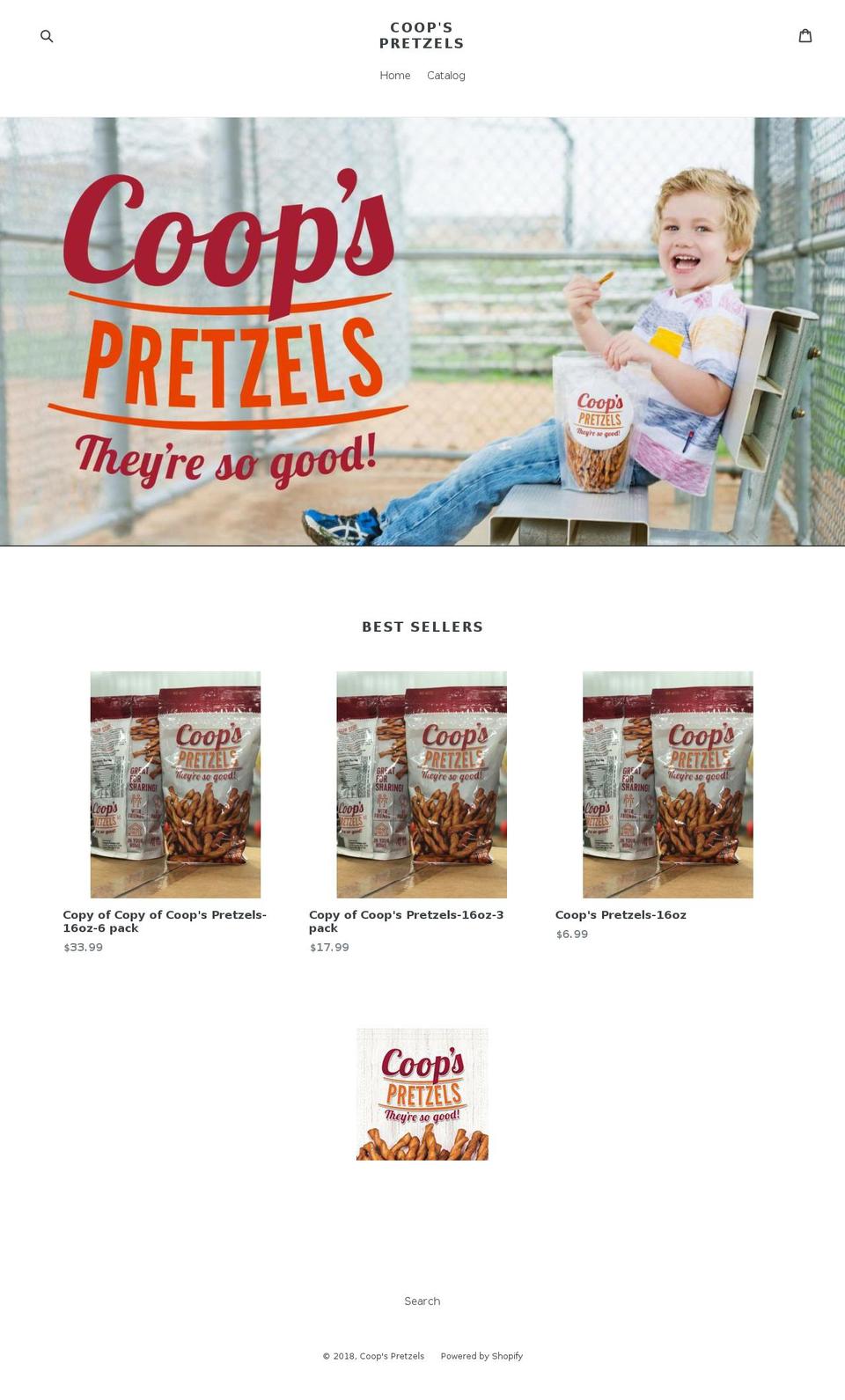 coopspretzels.com shopify website screenshot