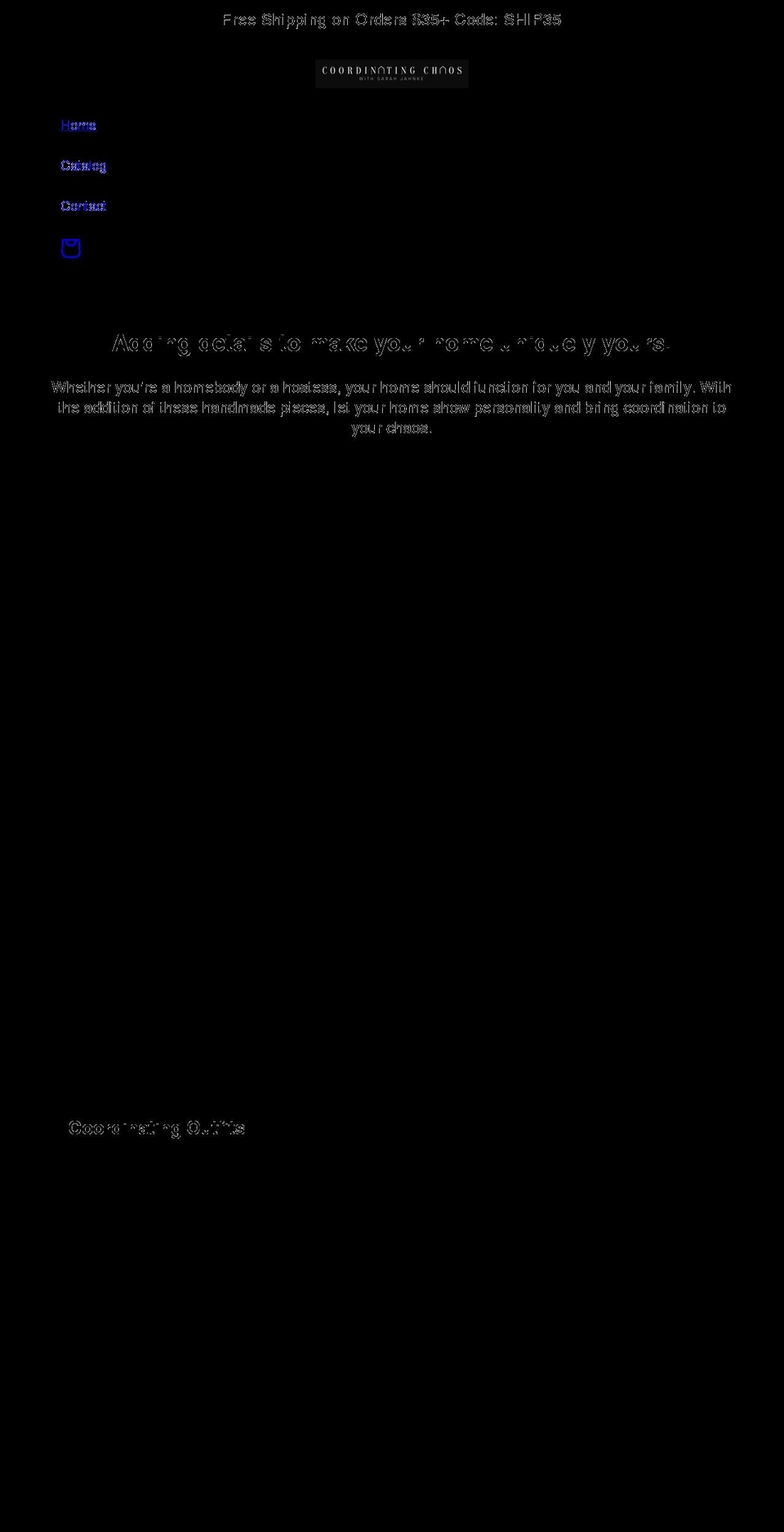 coordinating-chaos.com shopify website screenshot