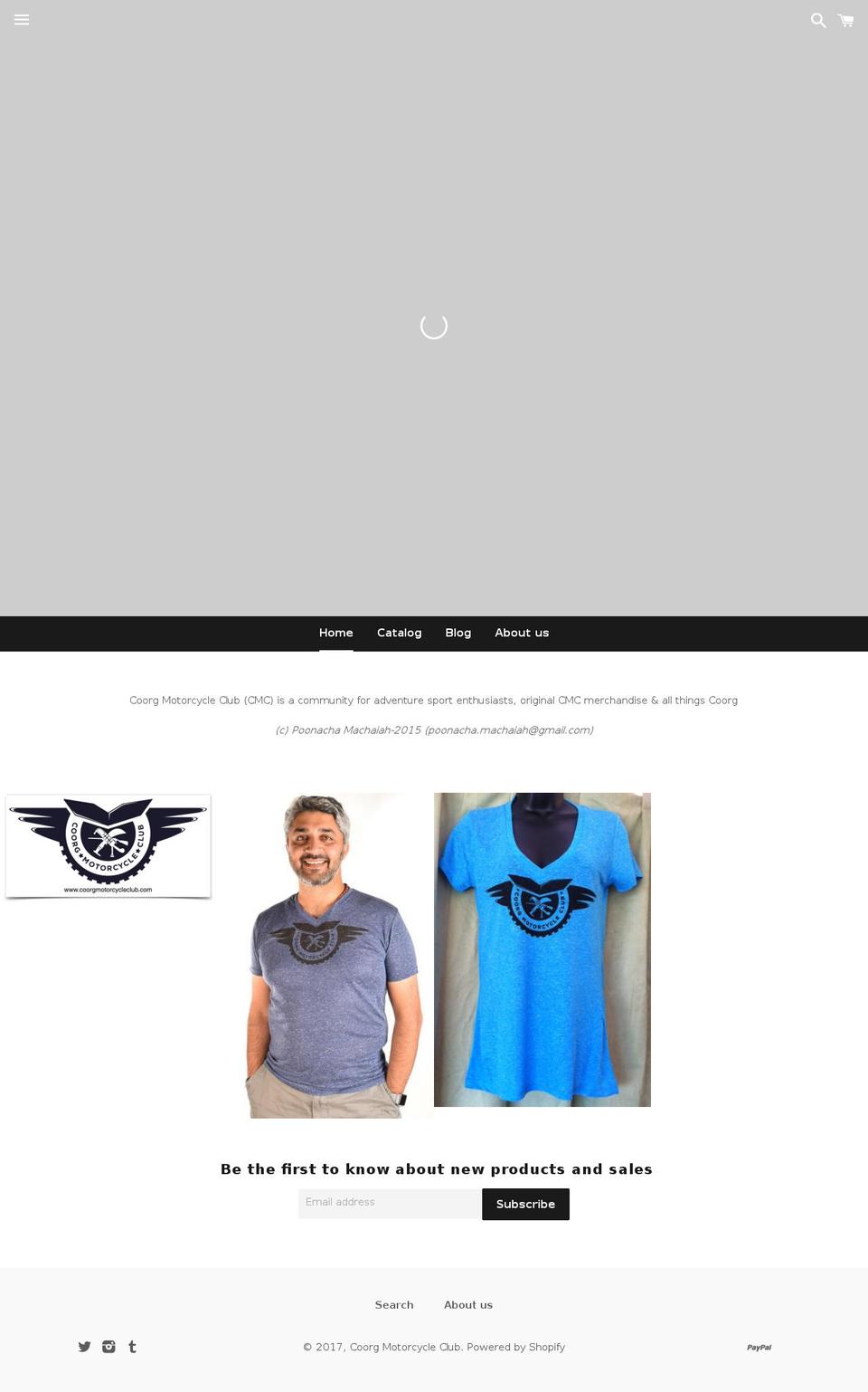 coorgmotorcycleclub.com shopify website screenshot