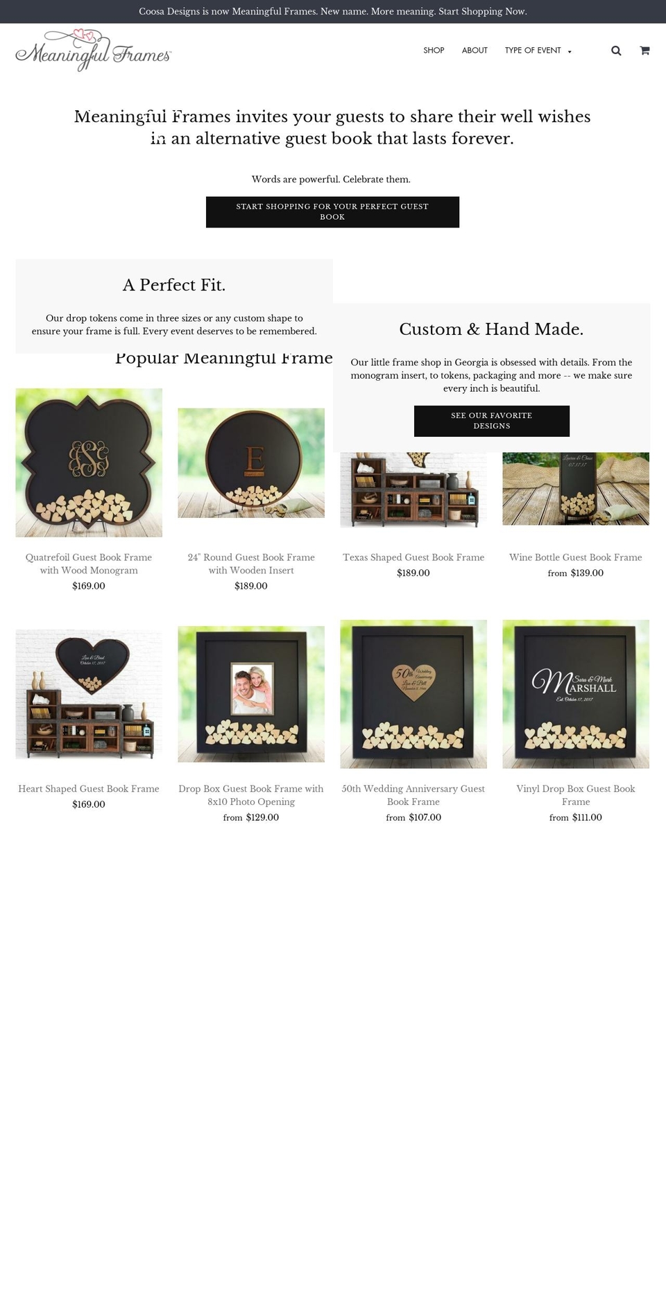 coosadesigns.com shopify website screenshot