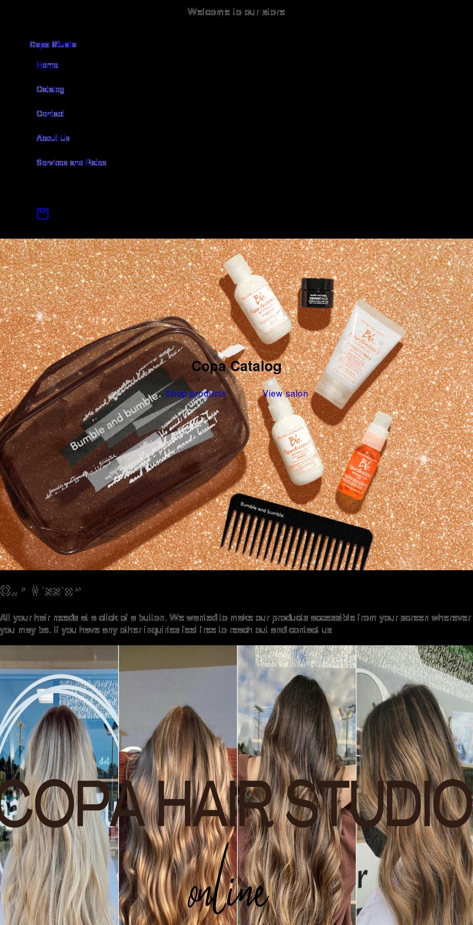 copahairstudio.com shopify website screenshot