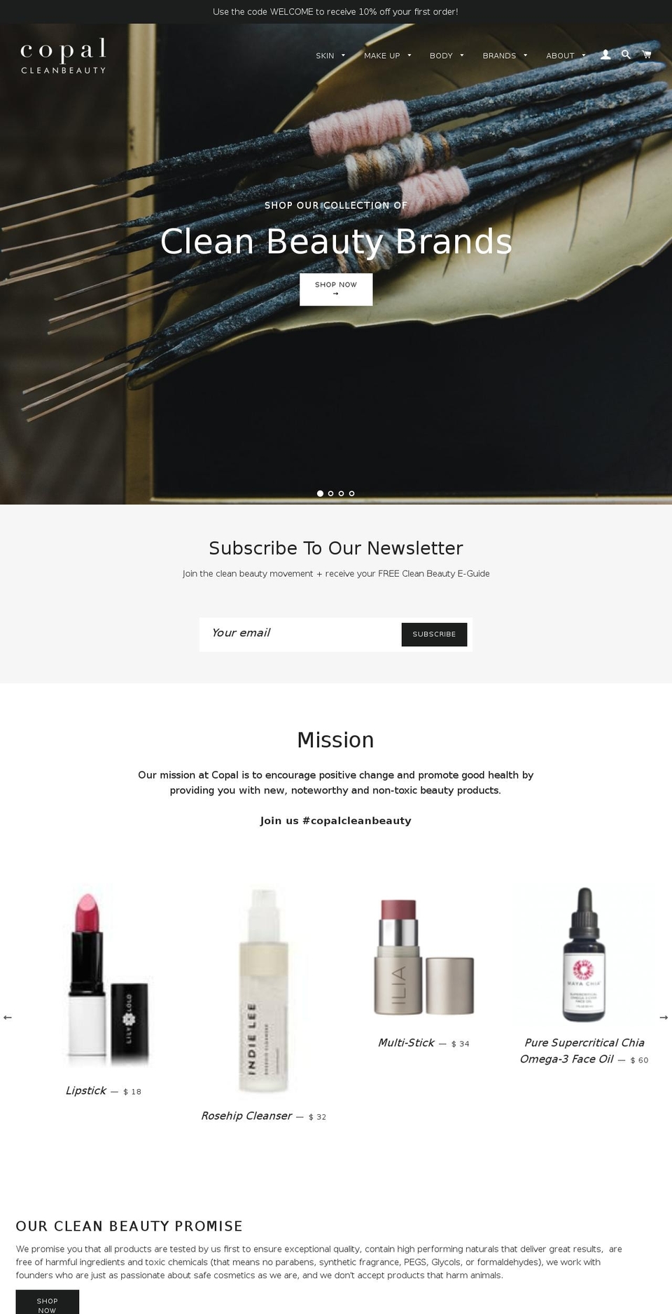copalcleanbeauty.com shopify website screenshot